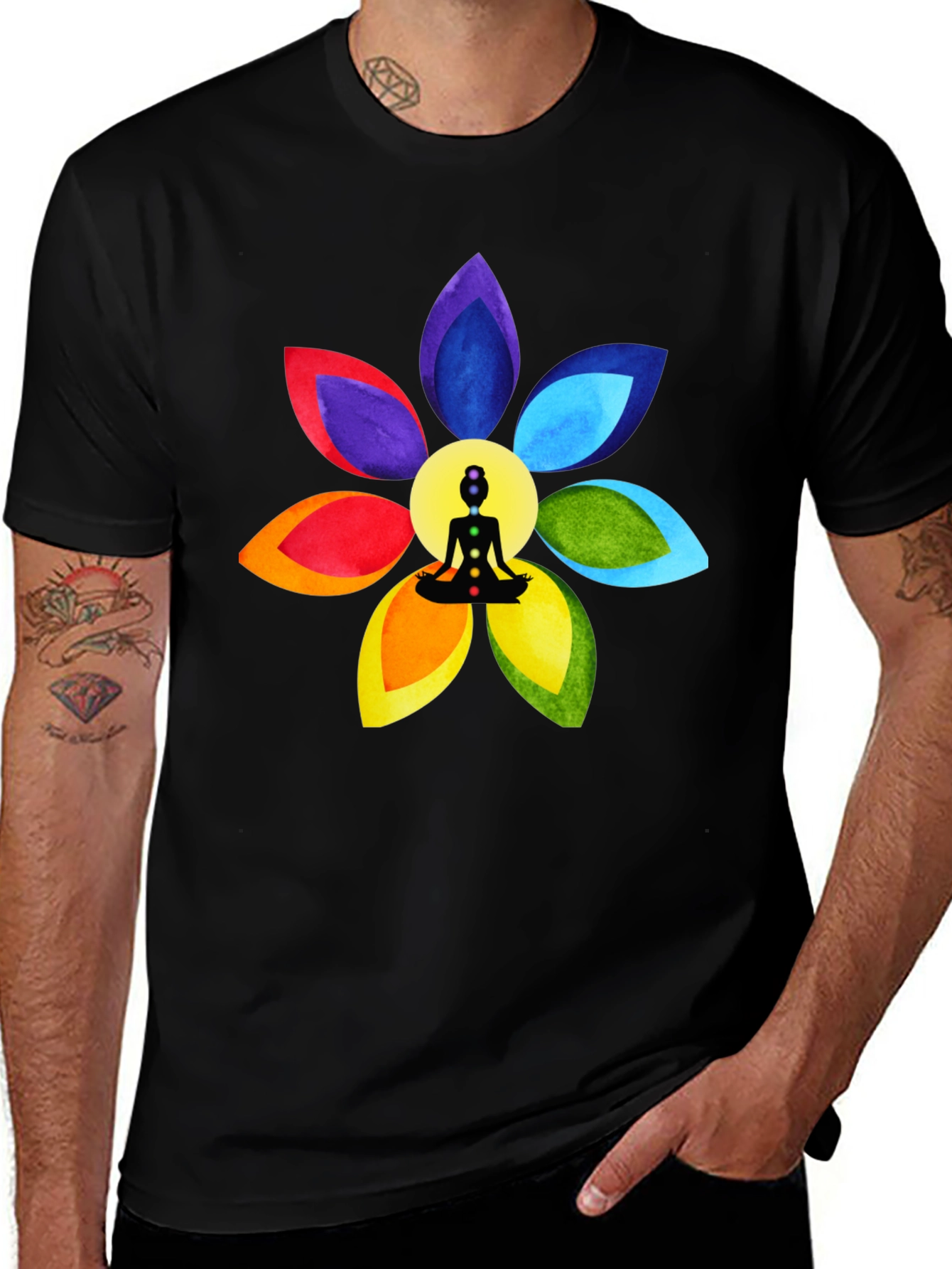 Variant 12 of Chakra Flower Meditation T-Shirt - Spiritual Design