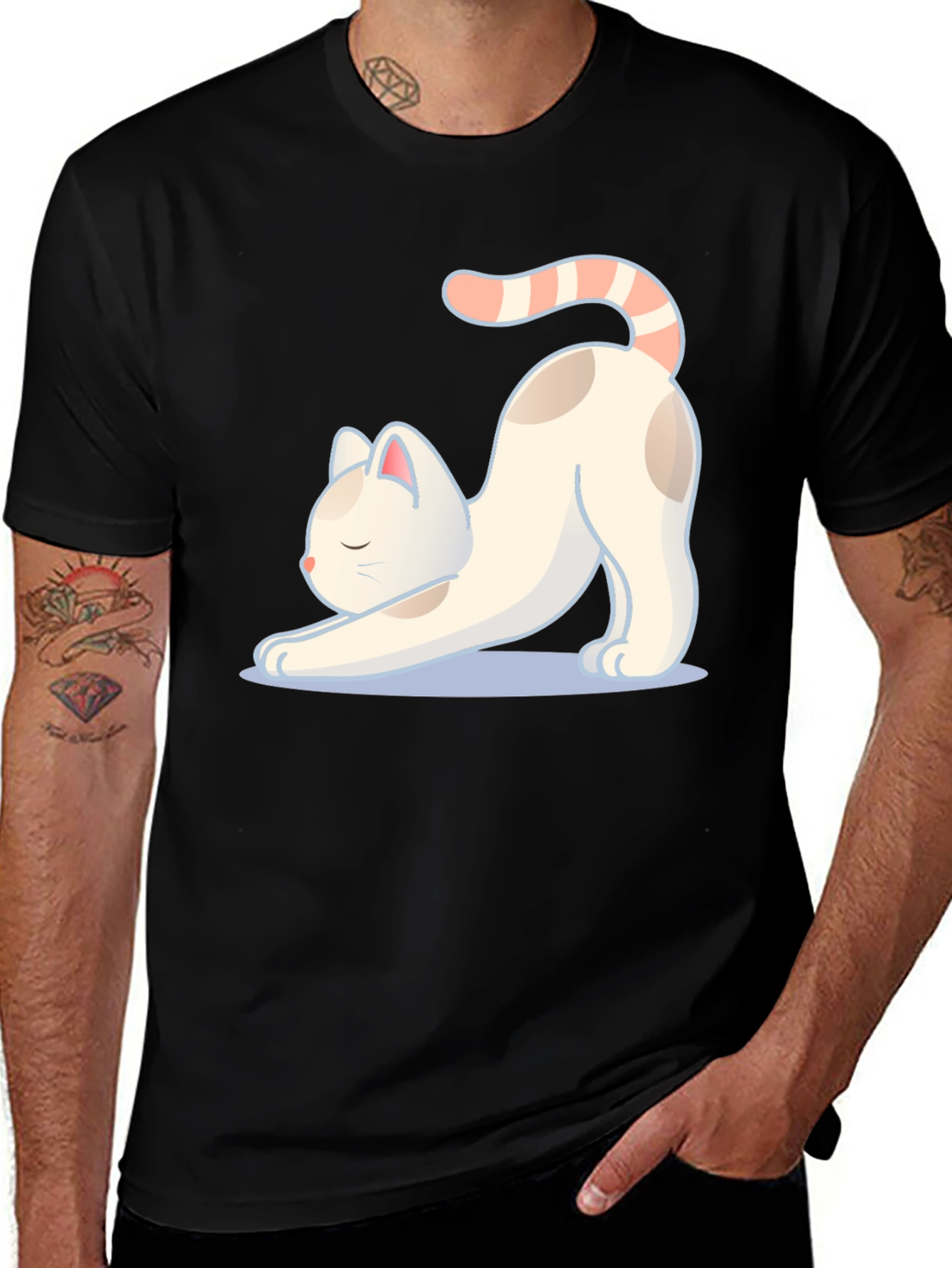 Variant 7 of Cute Cat Stretching Graphic T-Shirt