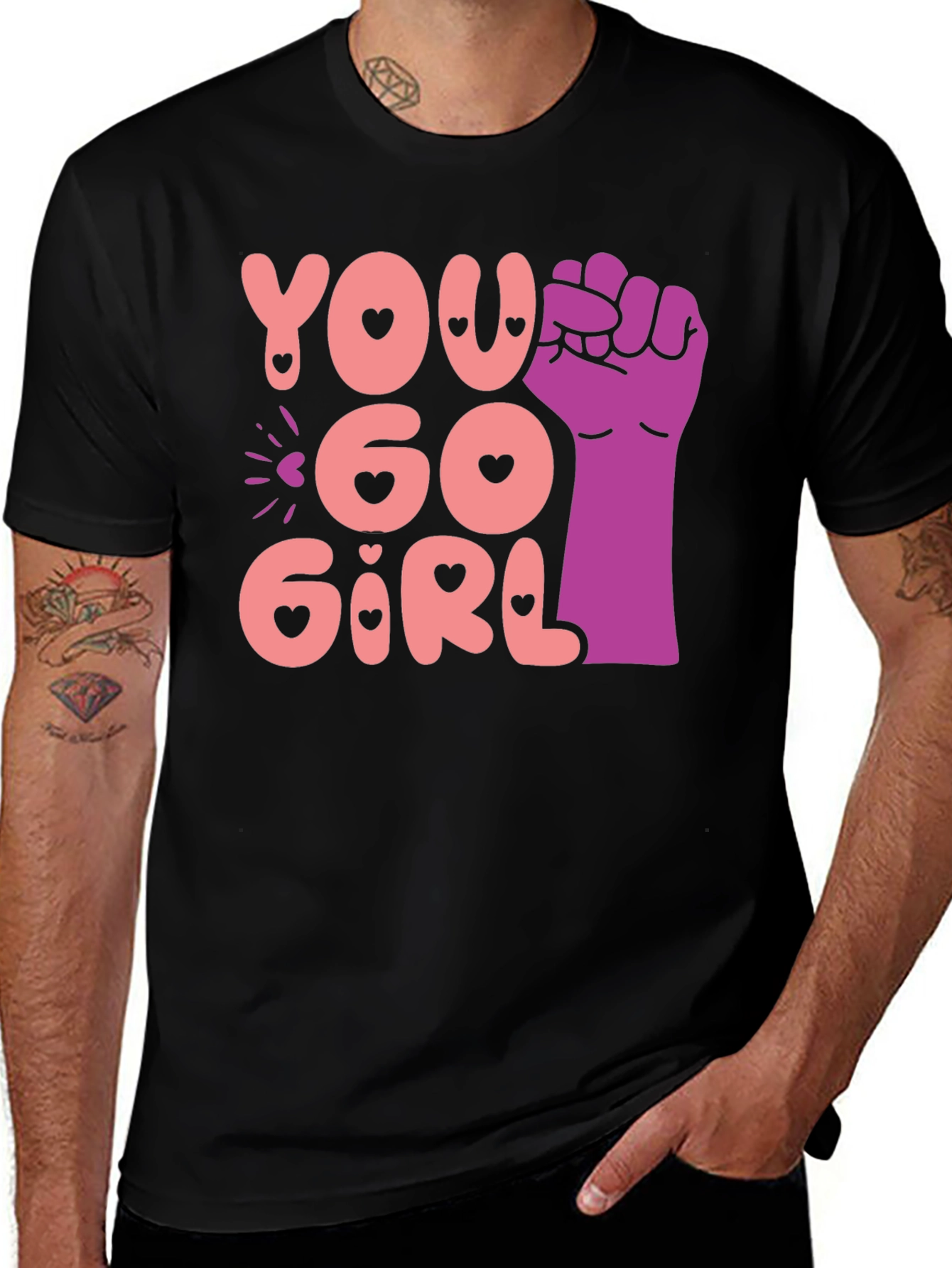 Variant 24 of Empowering "You Go Girl" Graphic T-Shirt - Black