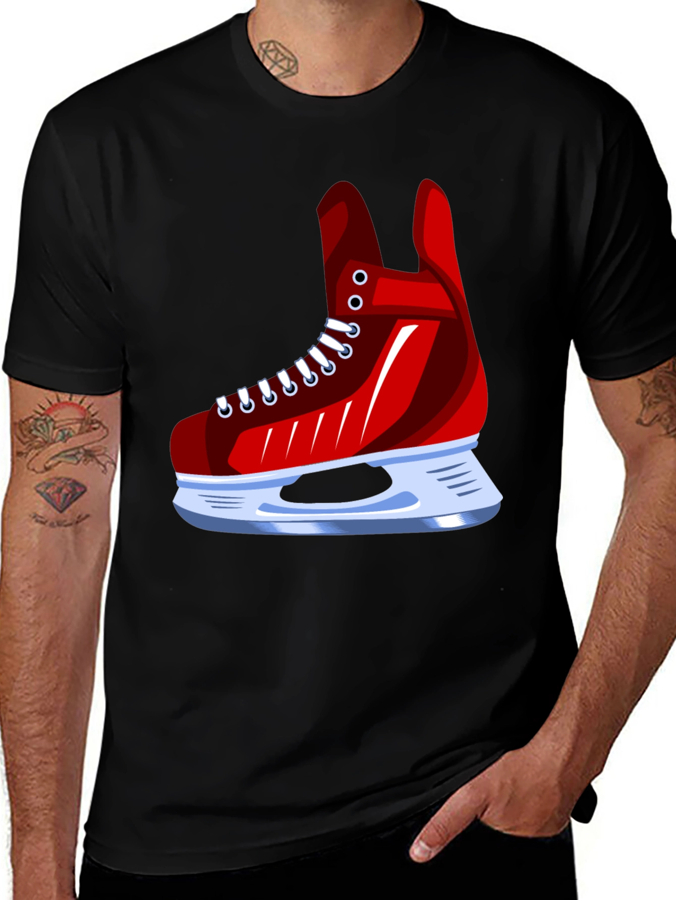 Variant 10 of Red Ice Skate Graphic Tee - Hockey Fan Apparel
