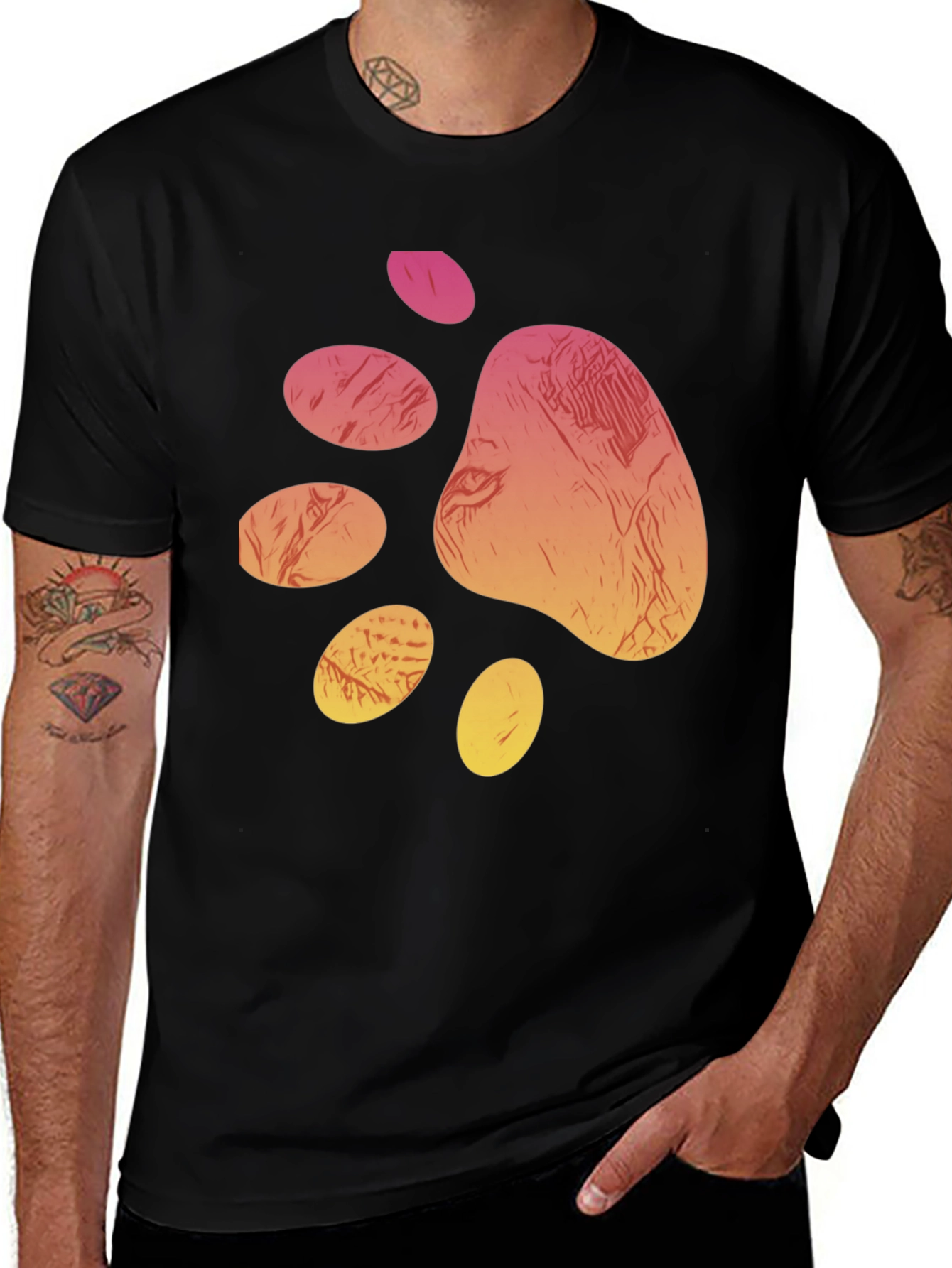 Variant 27 of Abstract Paw Print Graphic Tee - Unique Design T-Shirt
