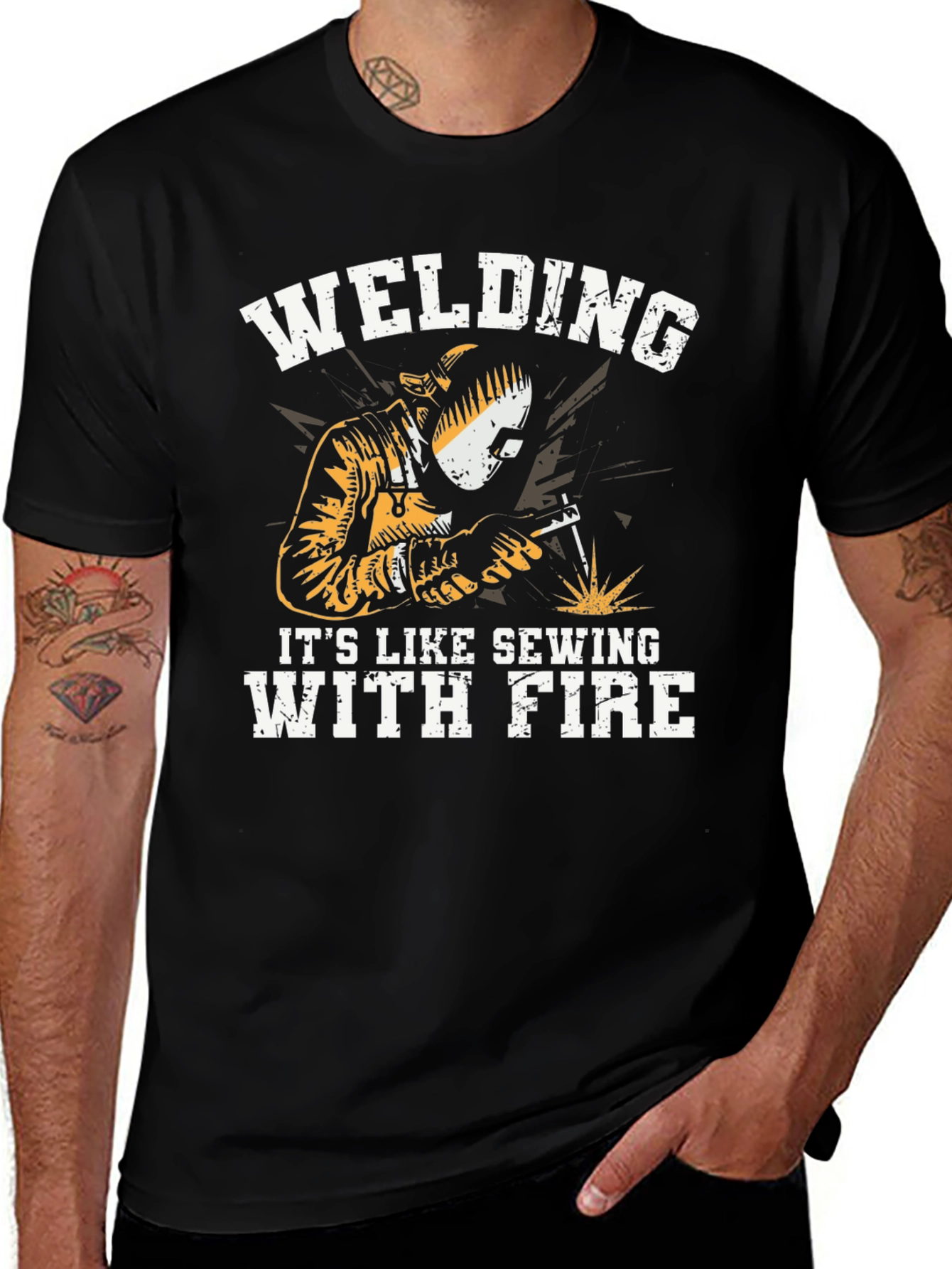 Variant 24 of Welding Like Sewing with Fire Black T-Shirt