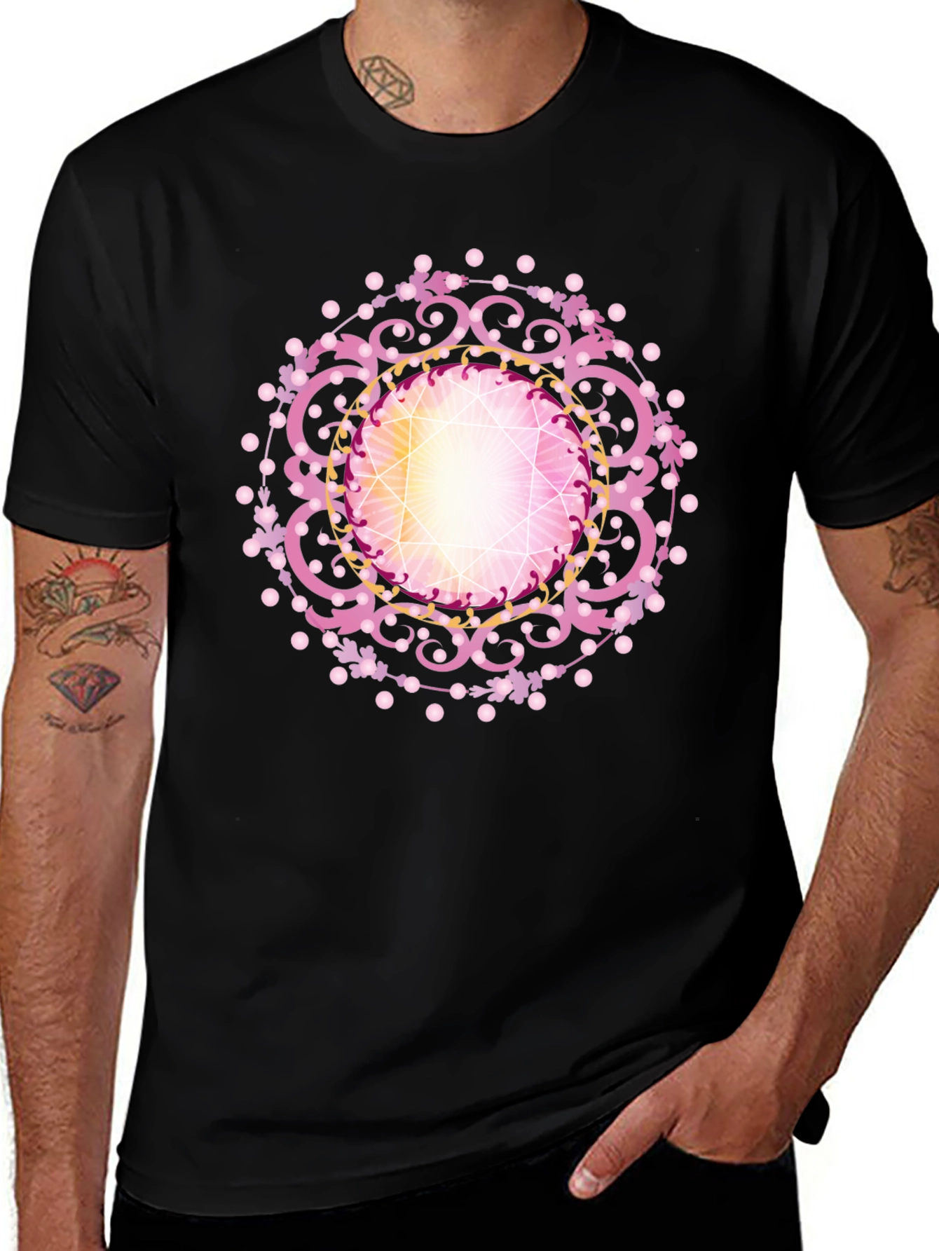 Variant 24 of Ornate Diamond Mandala Graphic Tee - Stylish Comfort