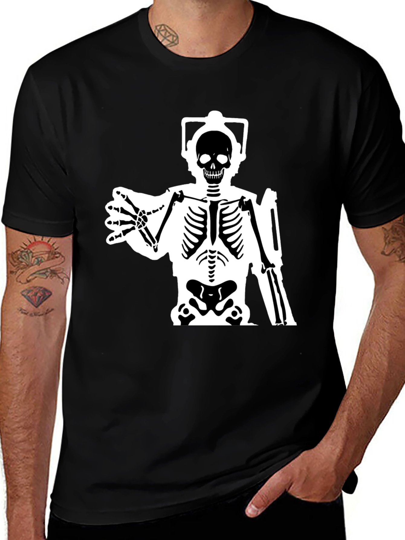 Variant 20 of Cyberman Skeleton Black T-Shirt