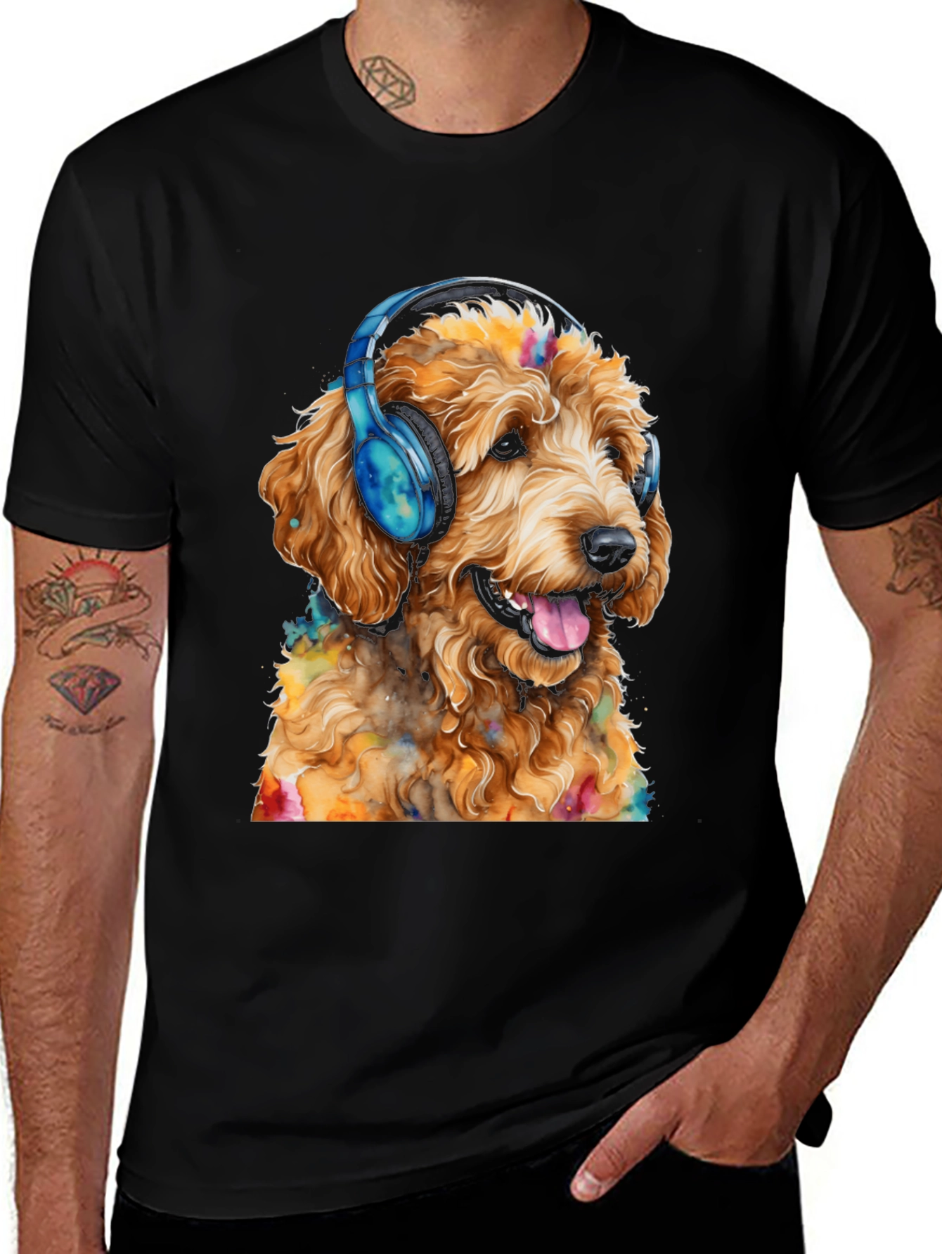 Variant 8 of Dog with Headphones Graphic Tee
