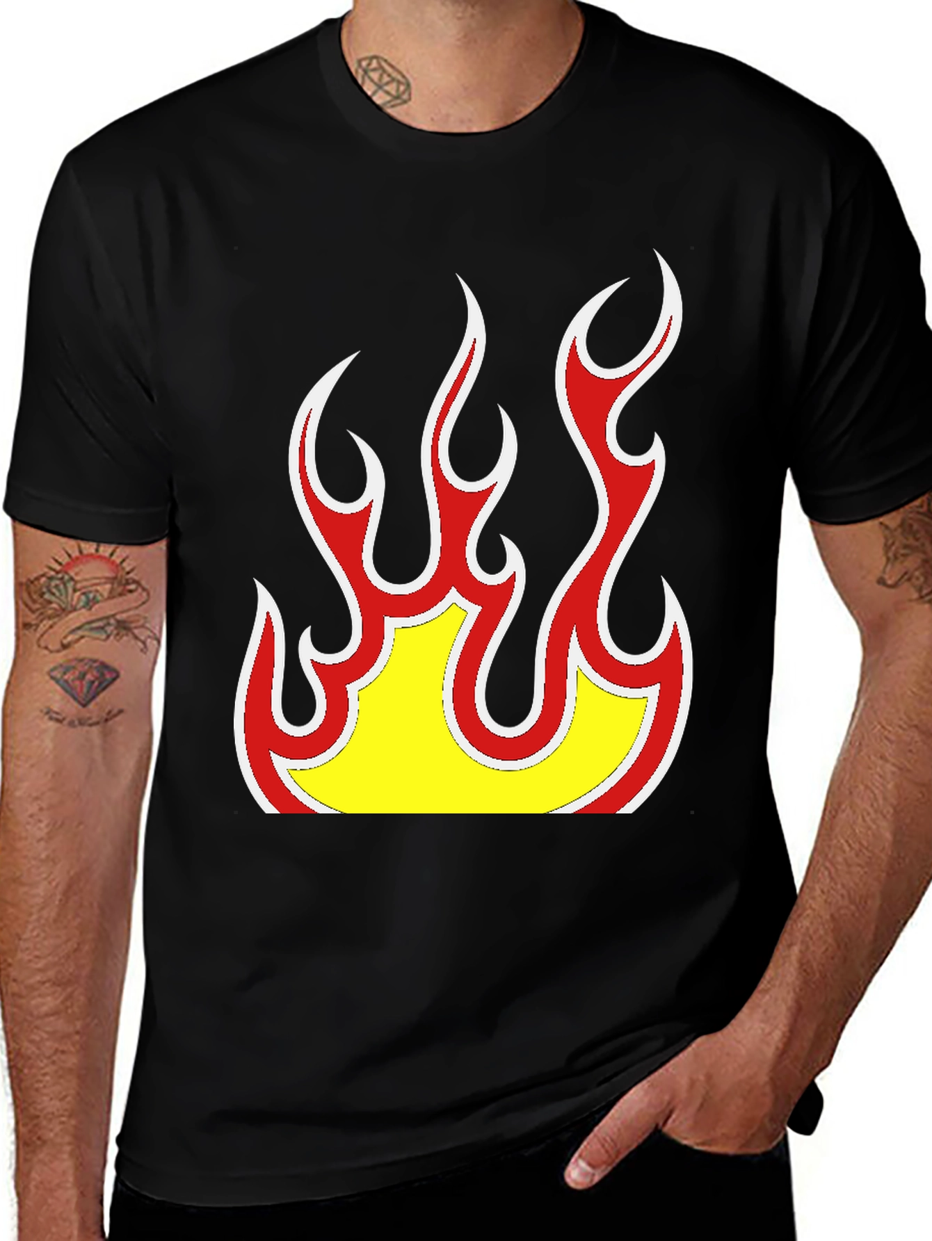 Variant 29 of Flame Graphic Tee - Black Cotton T-Shirt