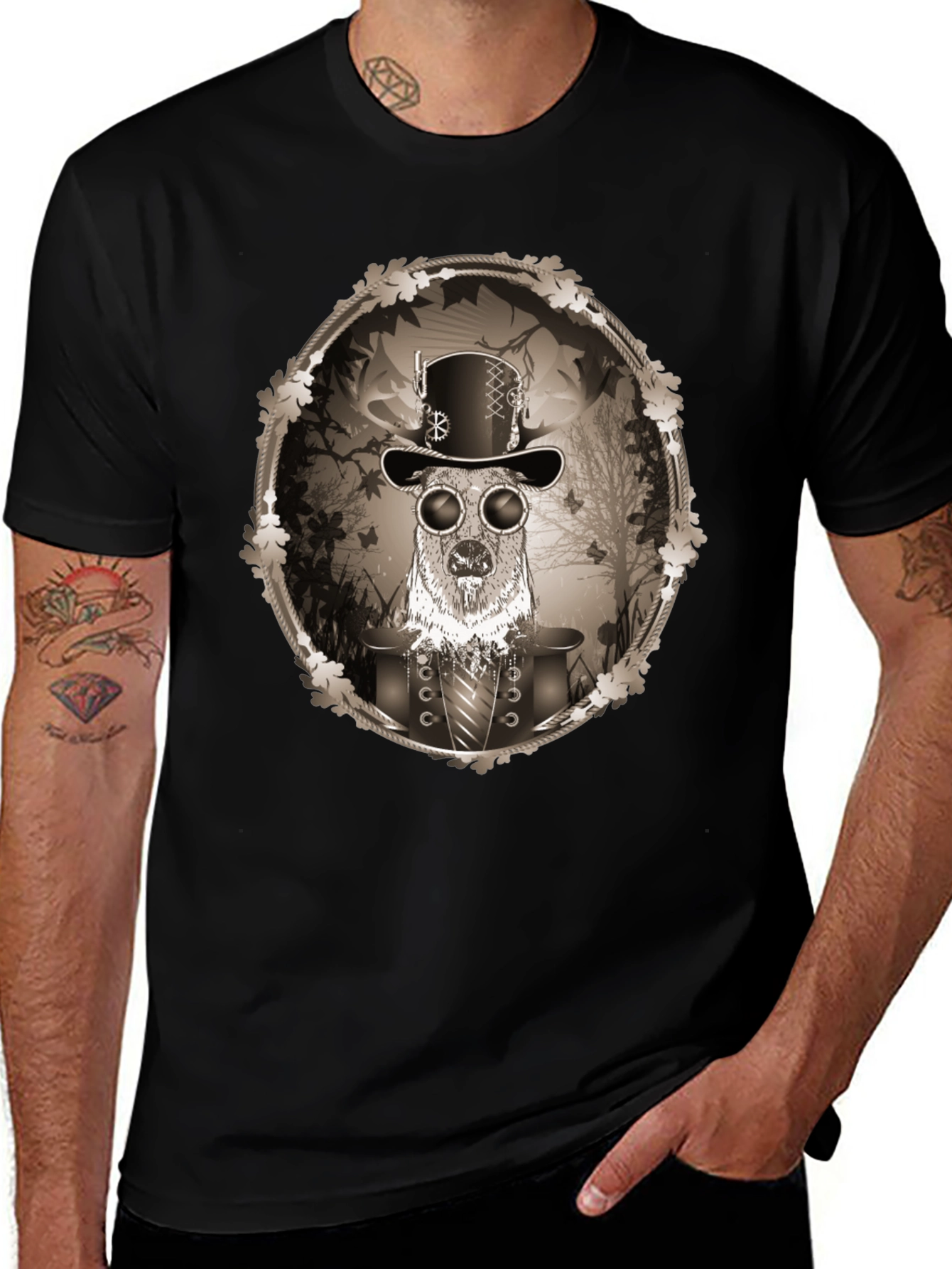 Variant 24 of Steampunk Deer Graphic Tee - Unique Fashion T-Shirt