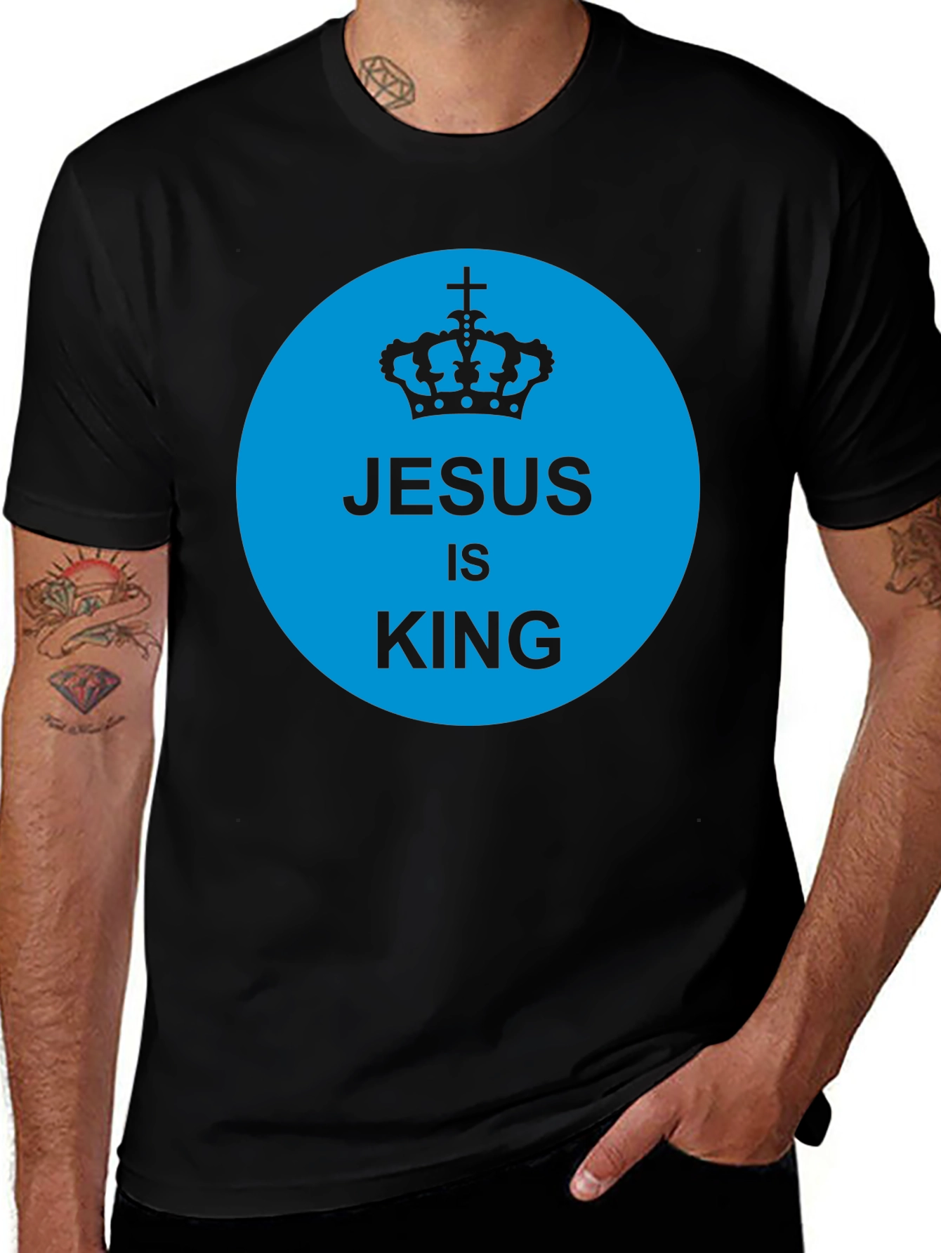 Jesus is King Graphic Tee - Black Cotton T-Shirt