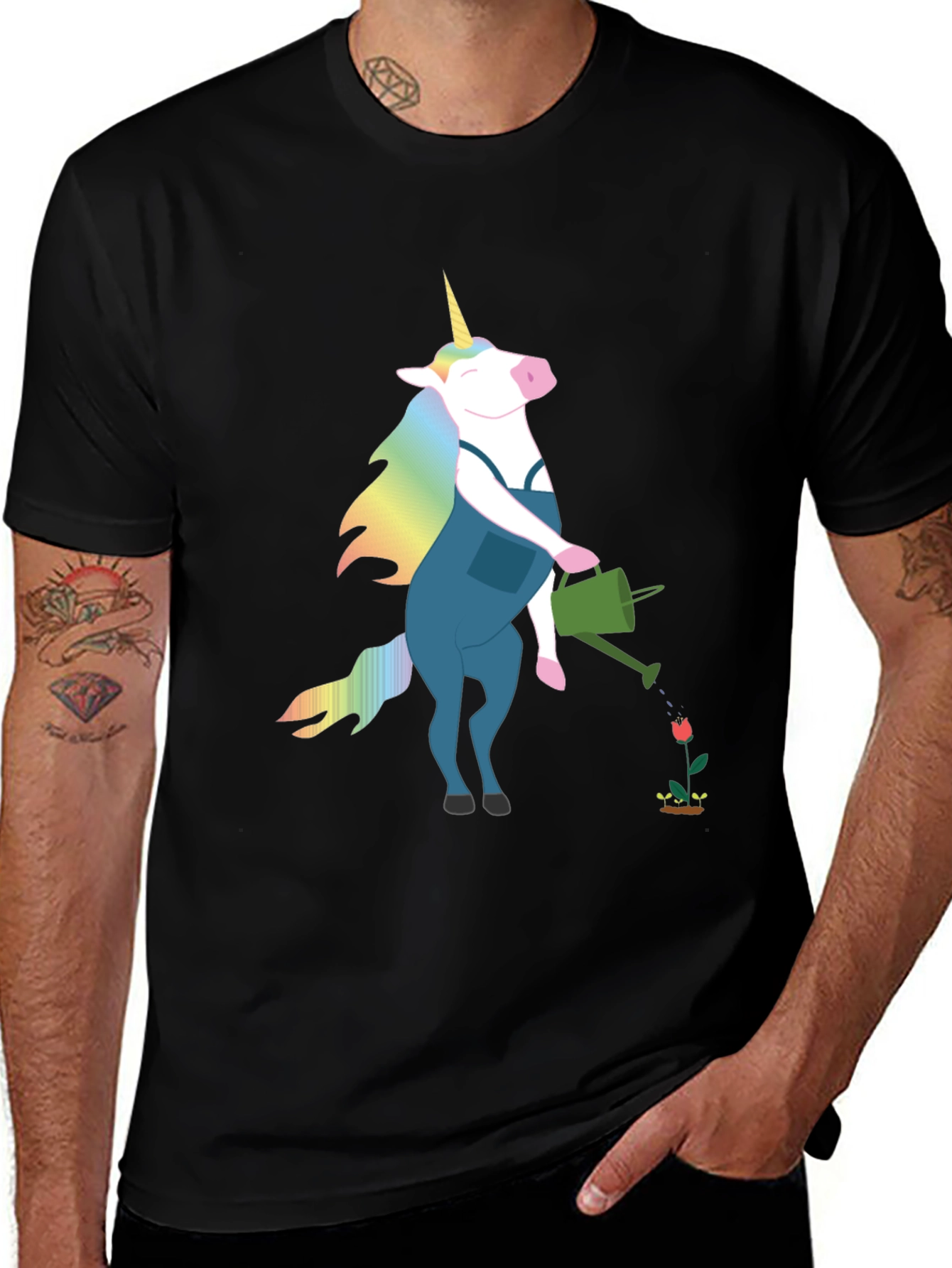 Variant 18 of Unicorn Gardener Graphic Tee - Black