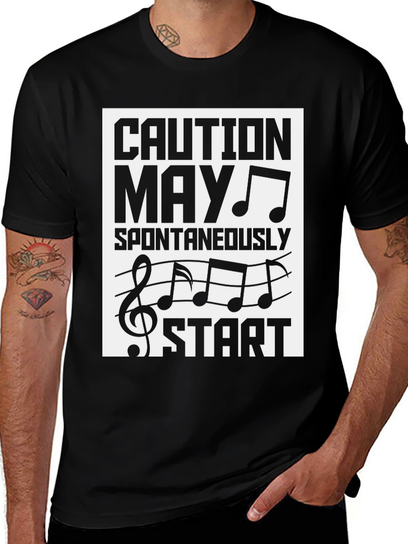 Variant 18 of Caution May Spontaneously Start Music T-Shirt