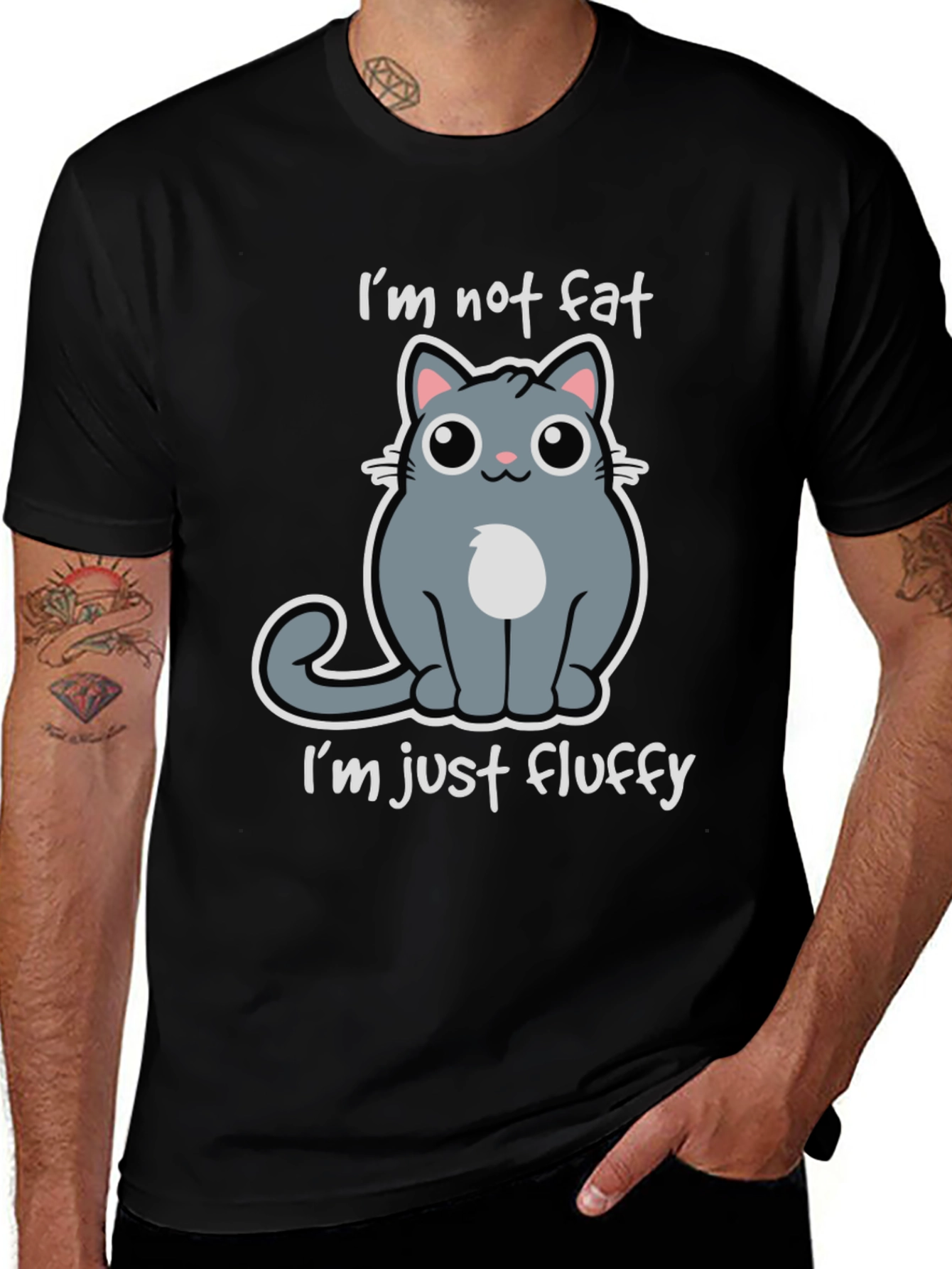 Variant 26 of I'm Not Fat, I'm Just Fluffy Cat Graphic Tee