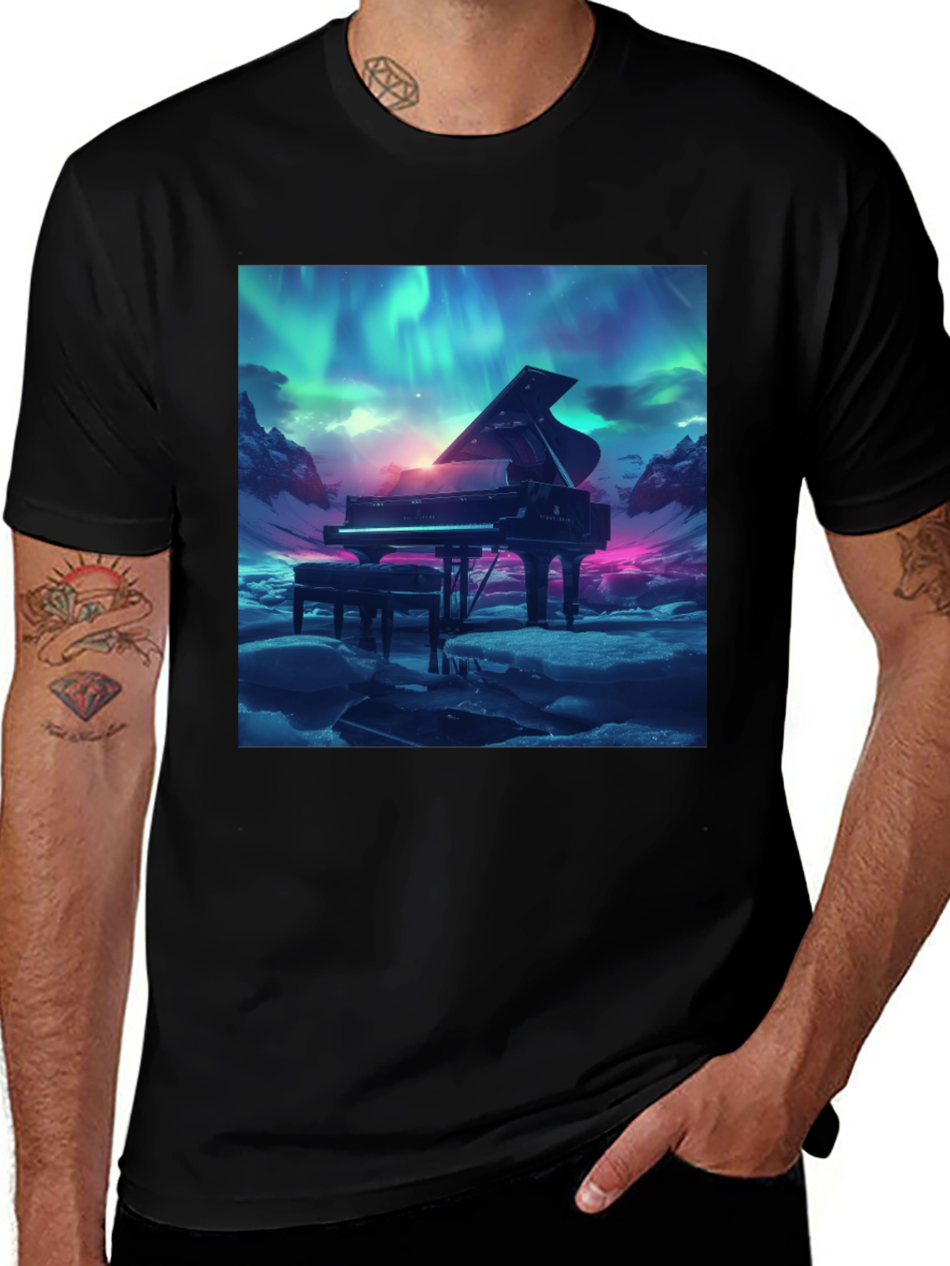 Variant 4 of Grand Piano Aurora T-Shirt - Music Lover Tee