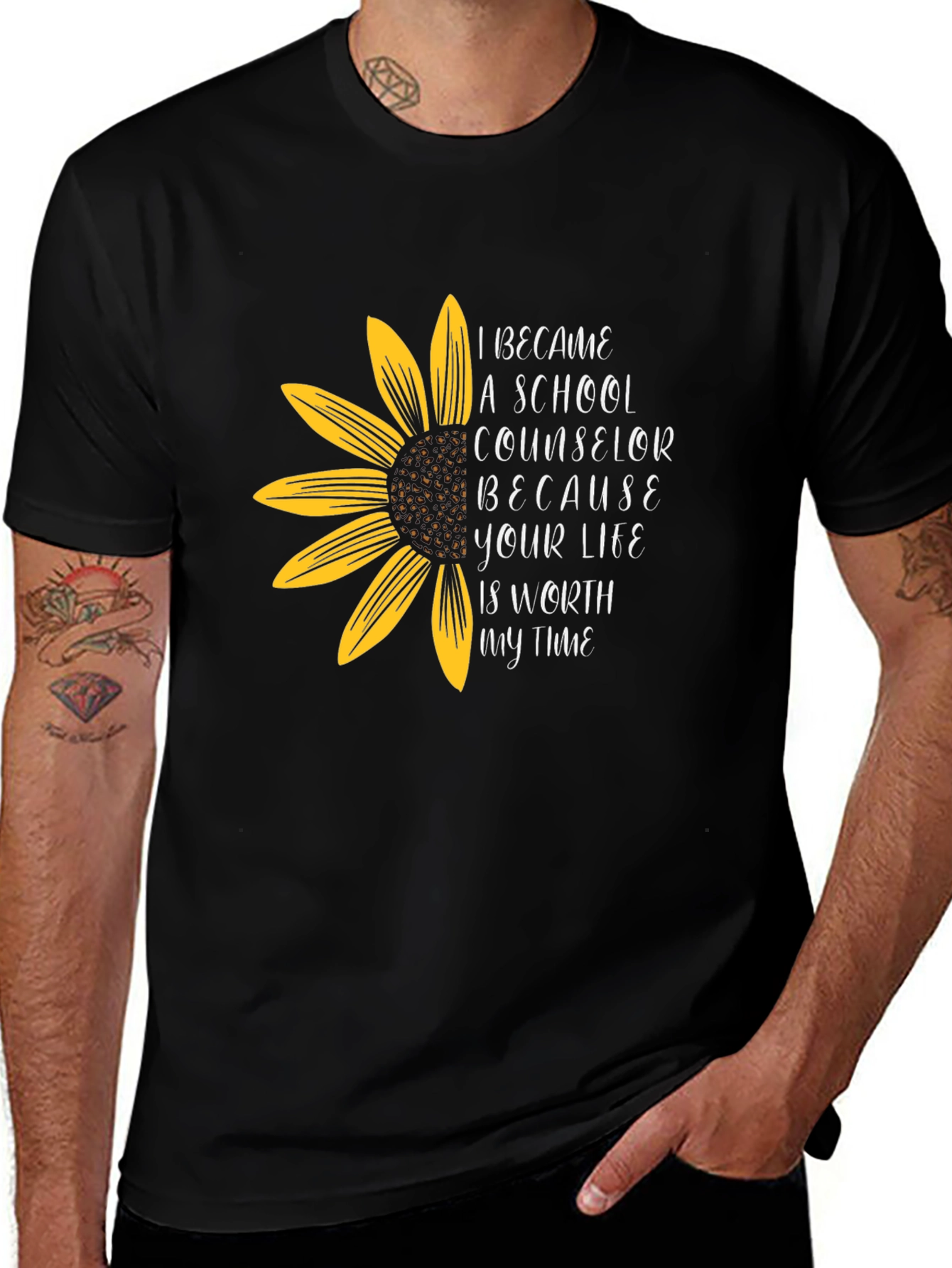 Sunflower School Counselor Graphic Tee - Black