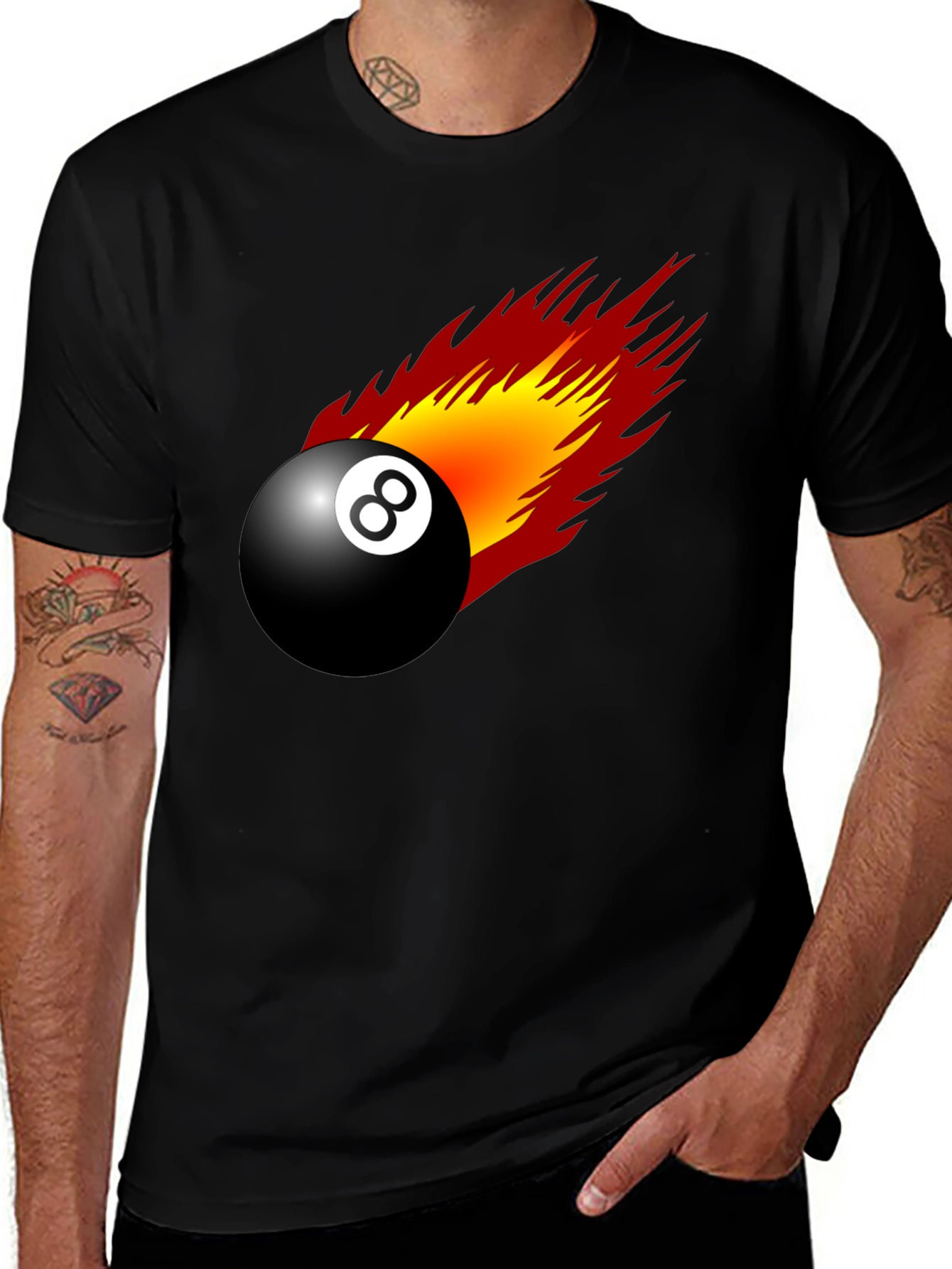 Variant 6 of Flaming 8-Ball Graphic Tee - Lucky Number T-Shirt