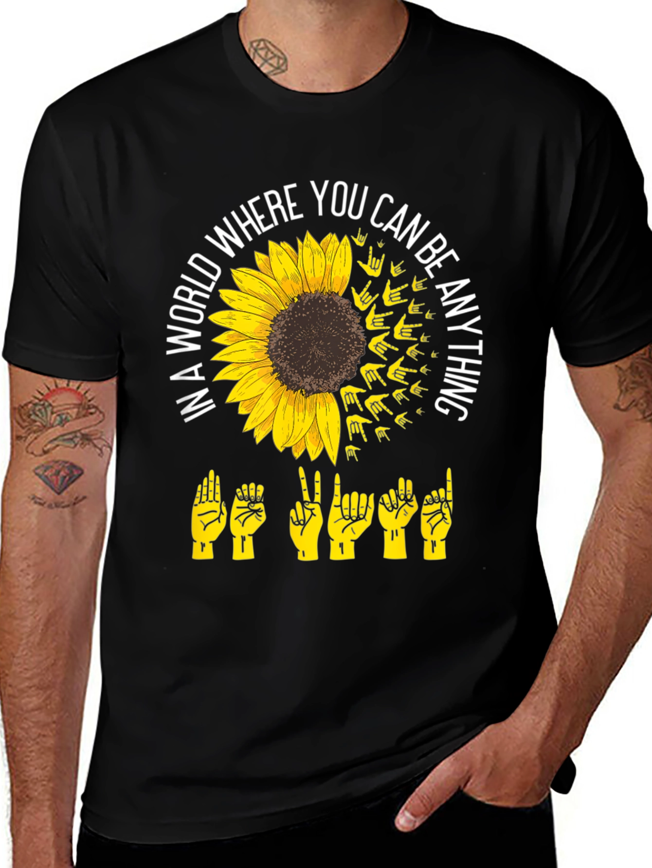 Sunflower Sign Language Graphic T-Shirt