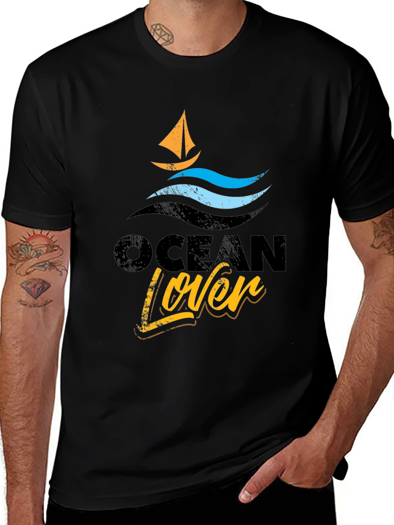Variant 19 of Ocean Lover Graphic Tee - Black T-Shirt