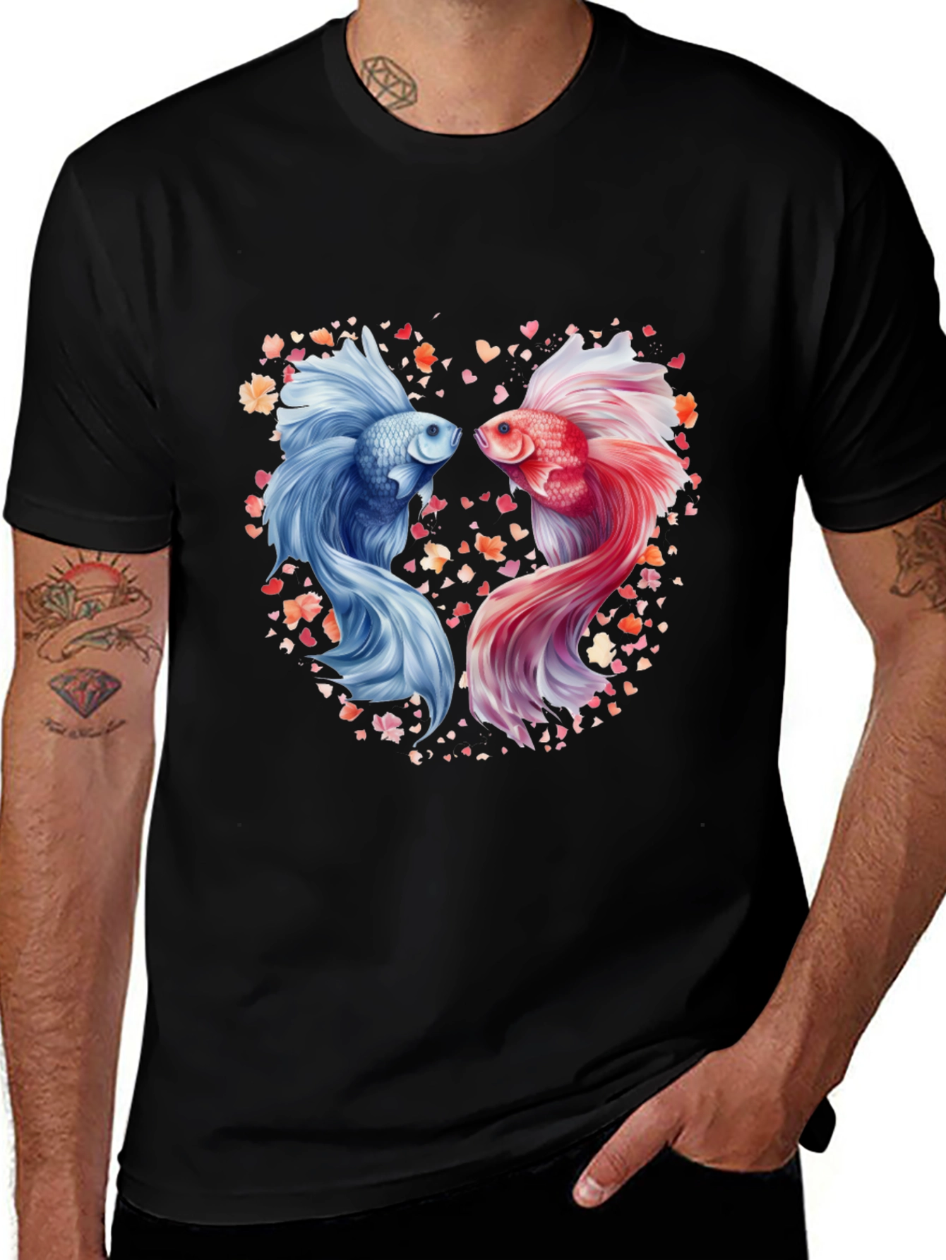 Variant 22 of Betta Fish Heart Graphic Tee - Unique Design