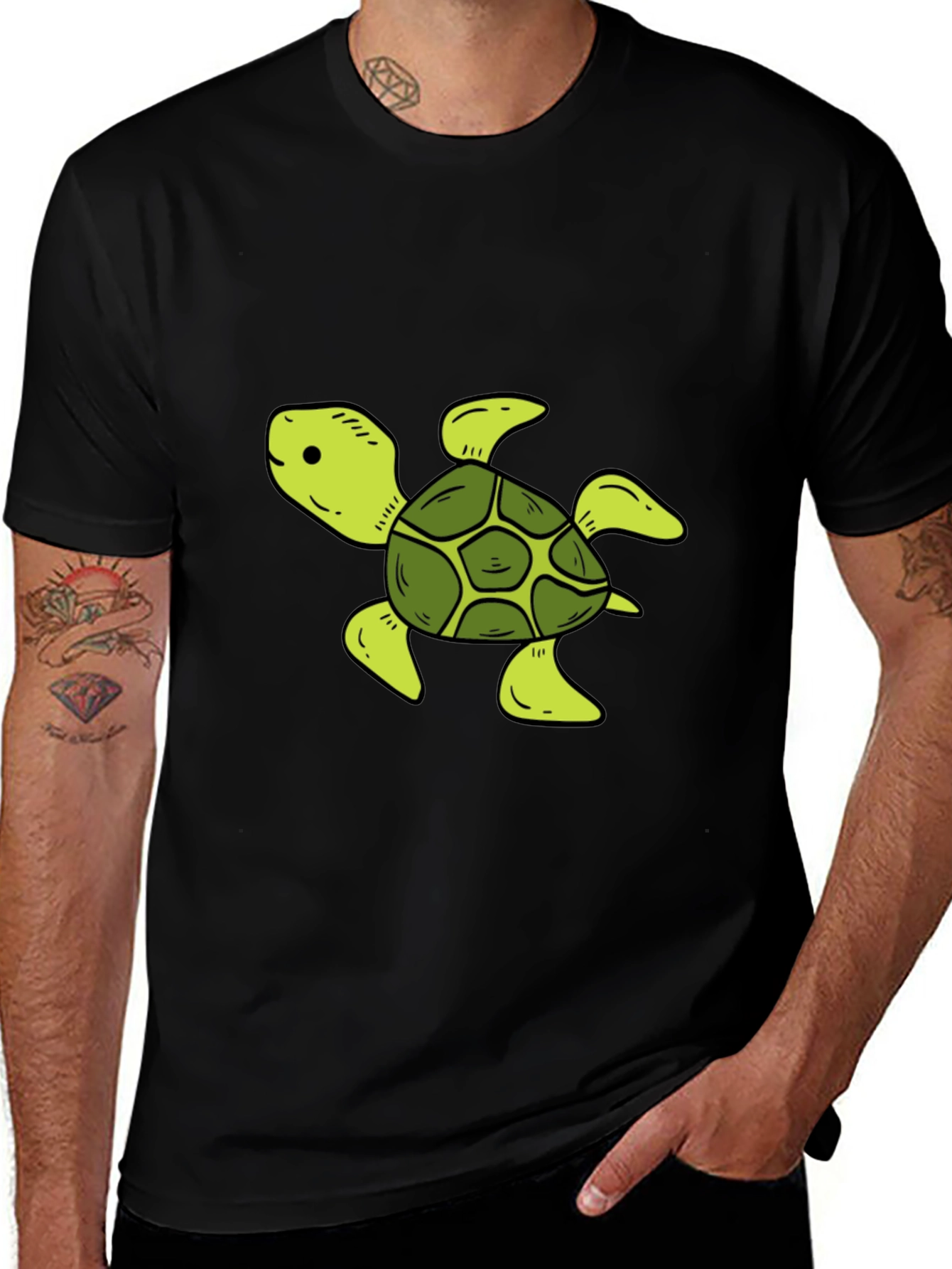 Variant 11 of Cartoon Turtle Black Tee