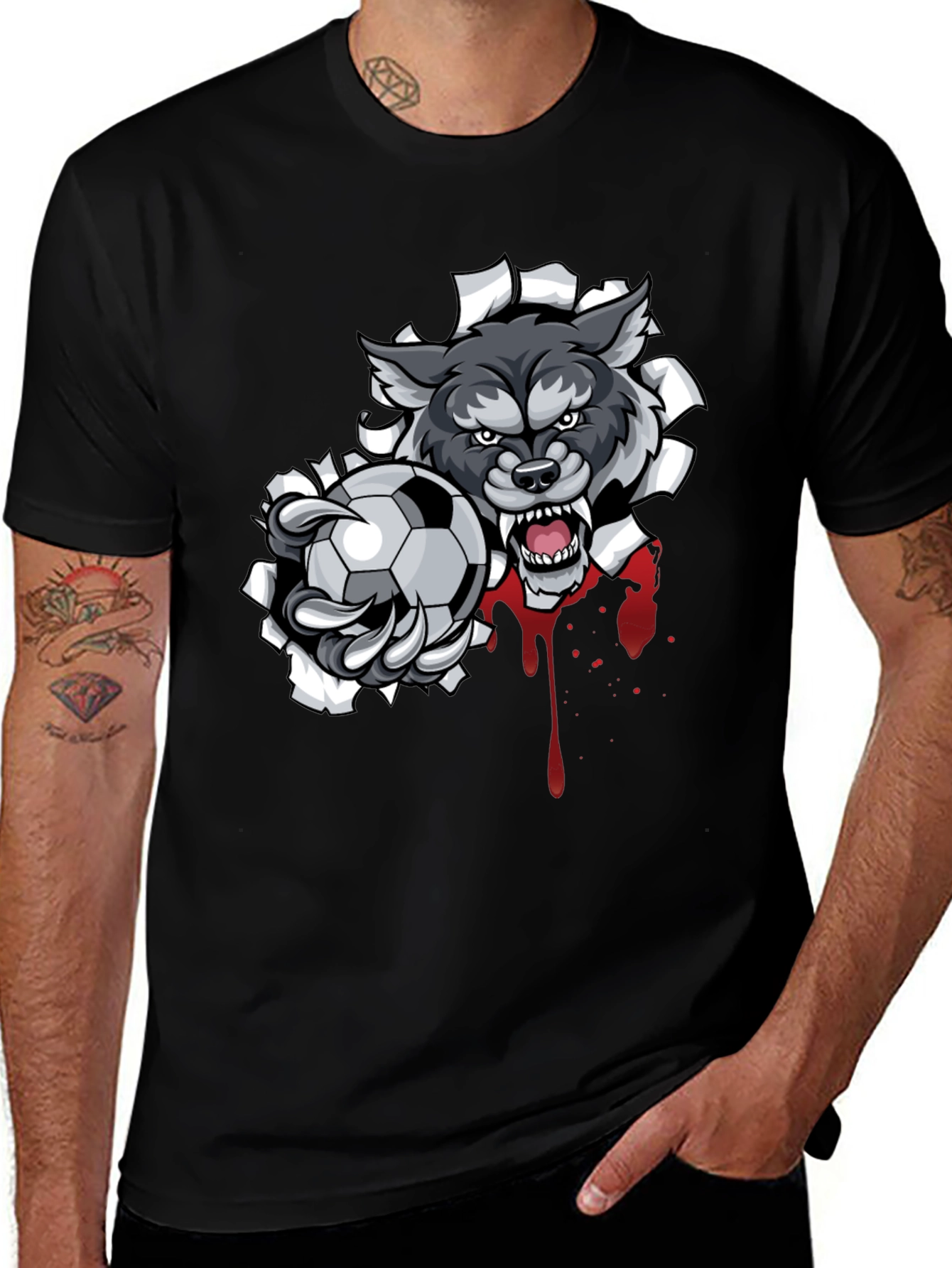 Variant 22 of Wolf Soccer Ball Graphic T-Shirt