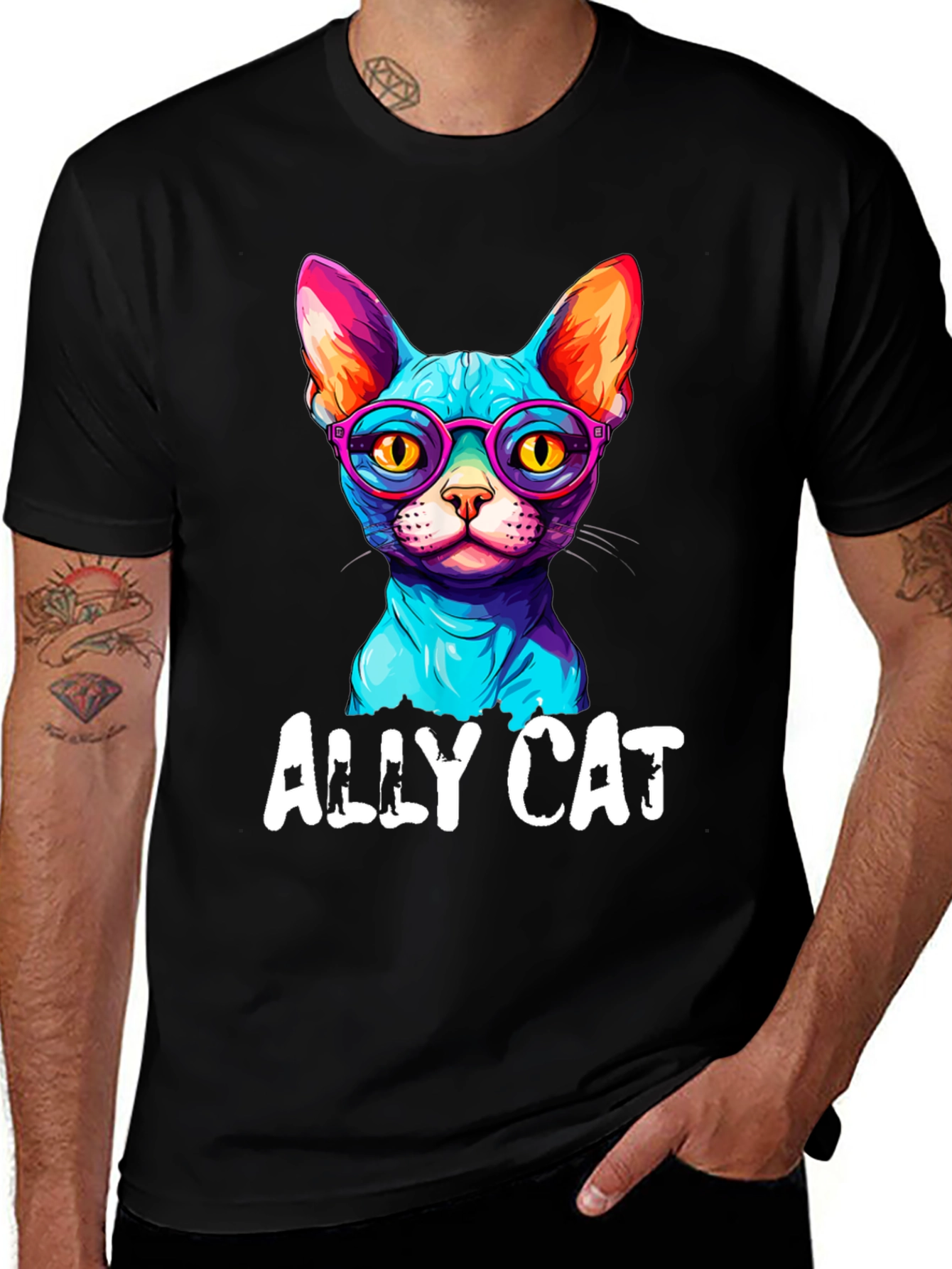 Variant 17 of Ally Cat Graphic Tee - Cool Cat Design