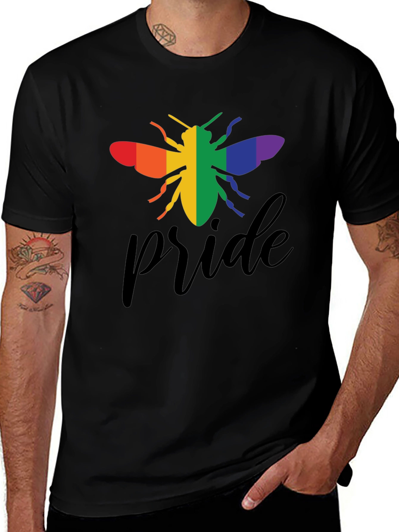 Variant 10 of Pride Bee Graphic Tee - Black