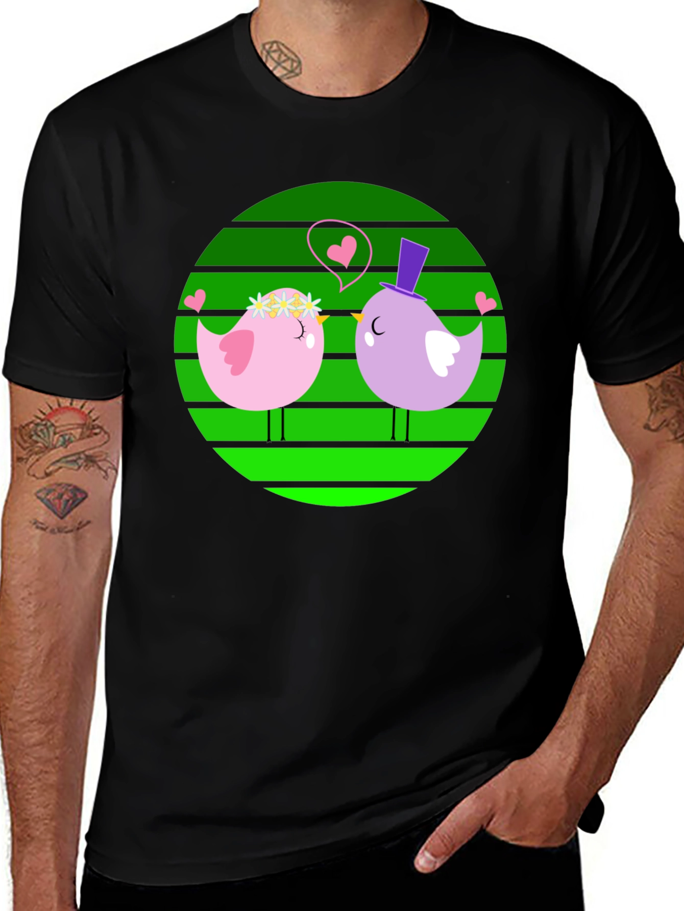 Variant 19 of Love Birds Graphic Tee - Cute Cartoon Design