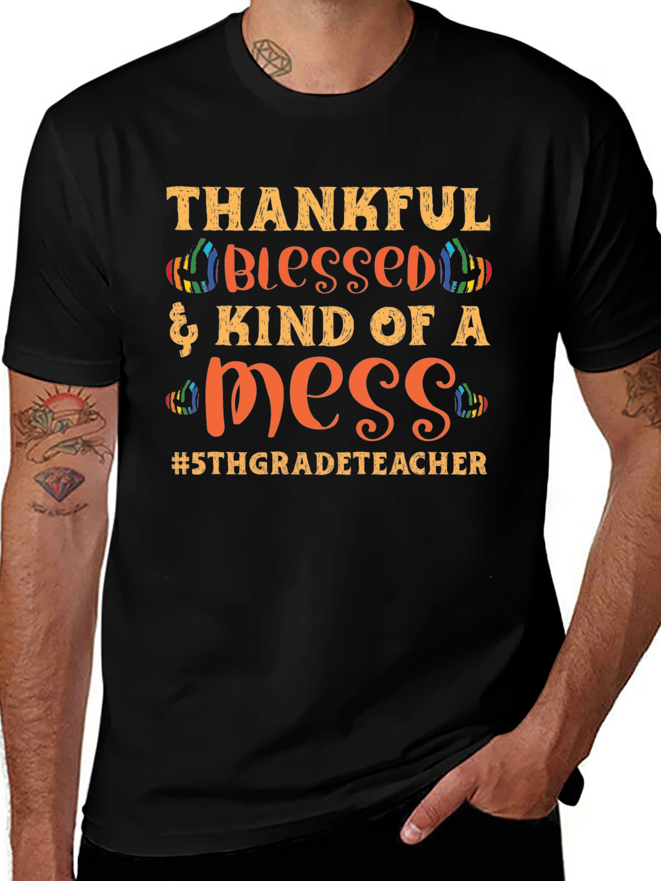 Thankful Blessed 5th Grade Teacher T-Shirt