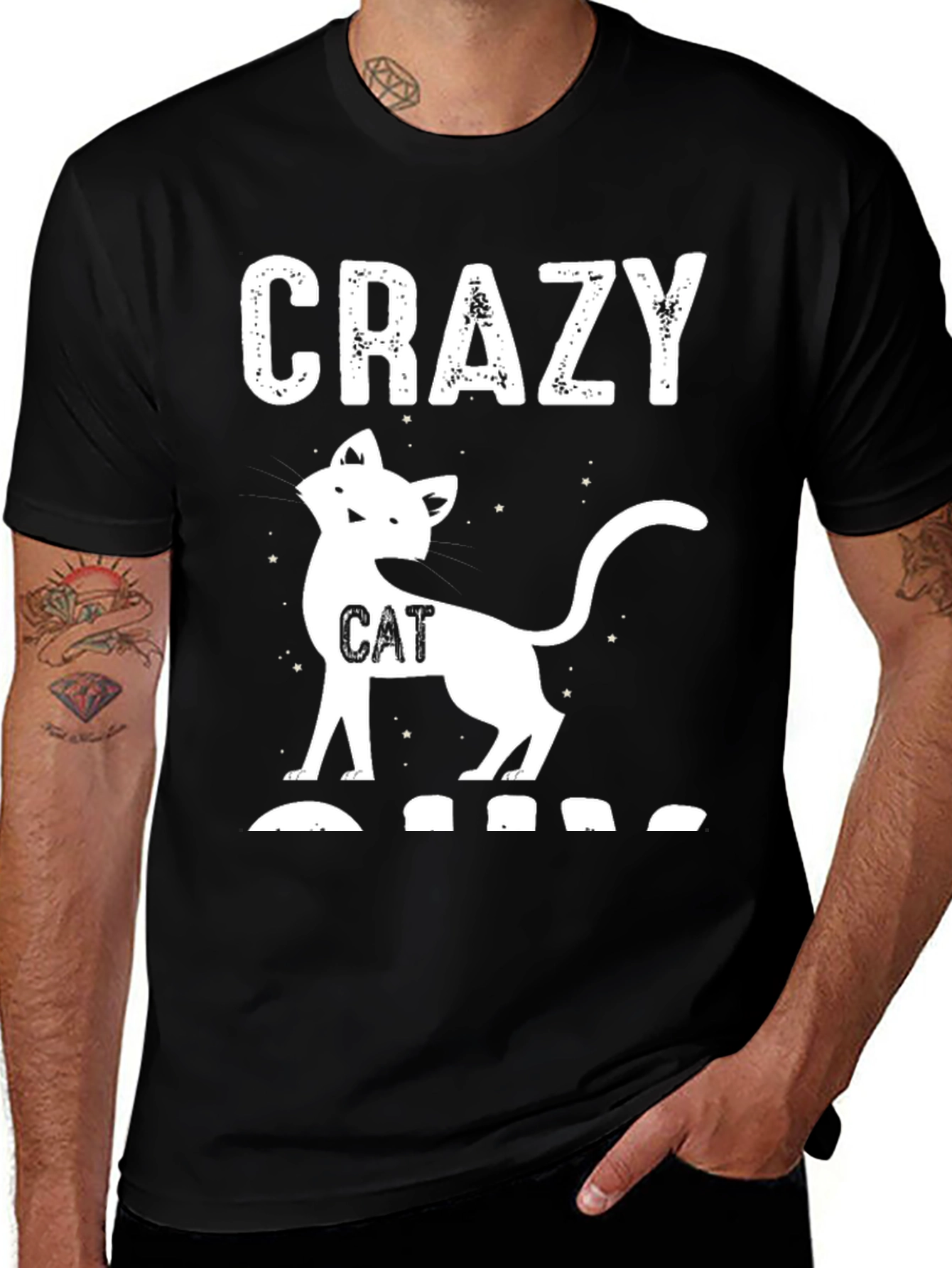 Variant 4 of Crazy Cat T-Shirt - Black