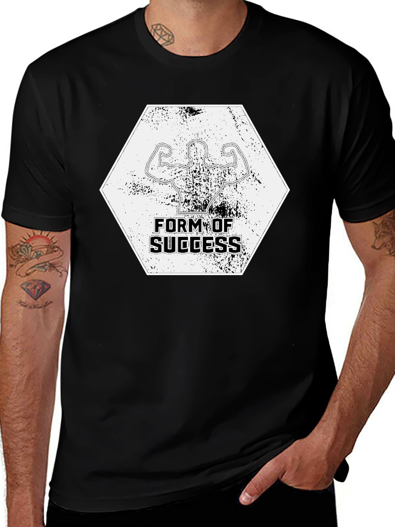 Variant 14 of Form of Success Black T-Shirt - Gym Motivation Tee