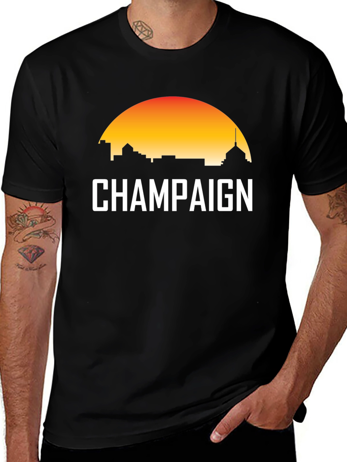 Champaign Sunset T-Shirt - City Skyline Tee