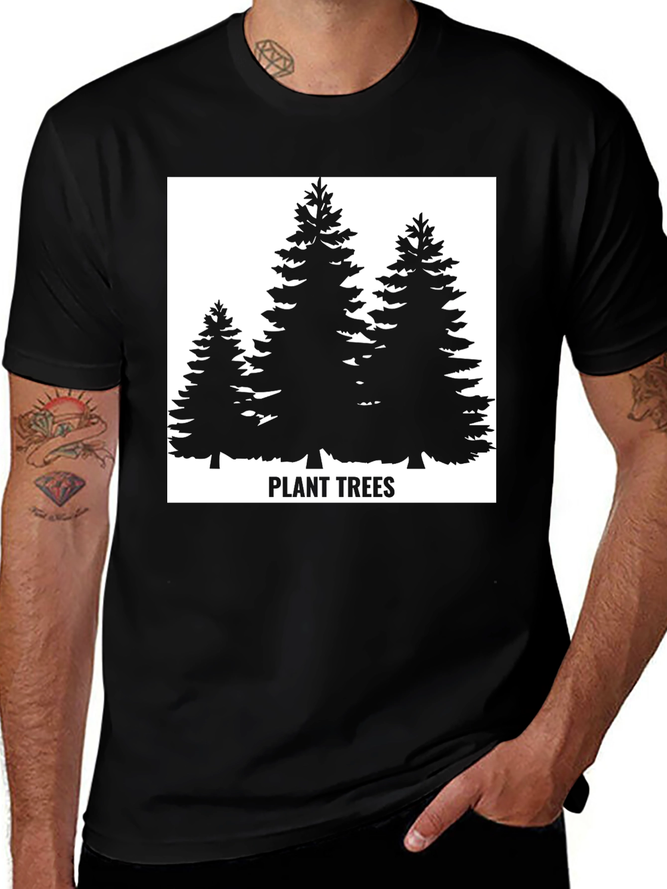 Plant Trees Black T-Shirt - Nature Conservation Tee