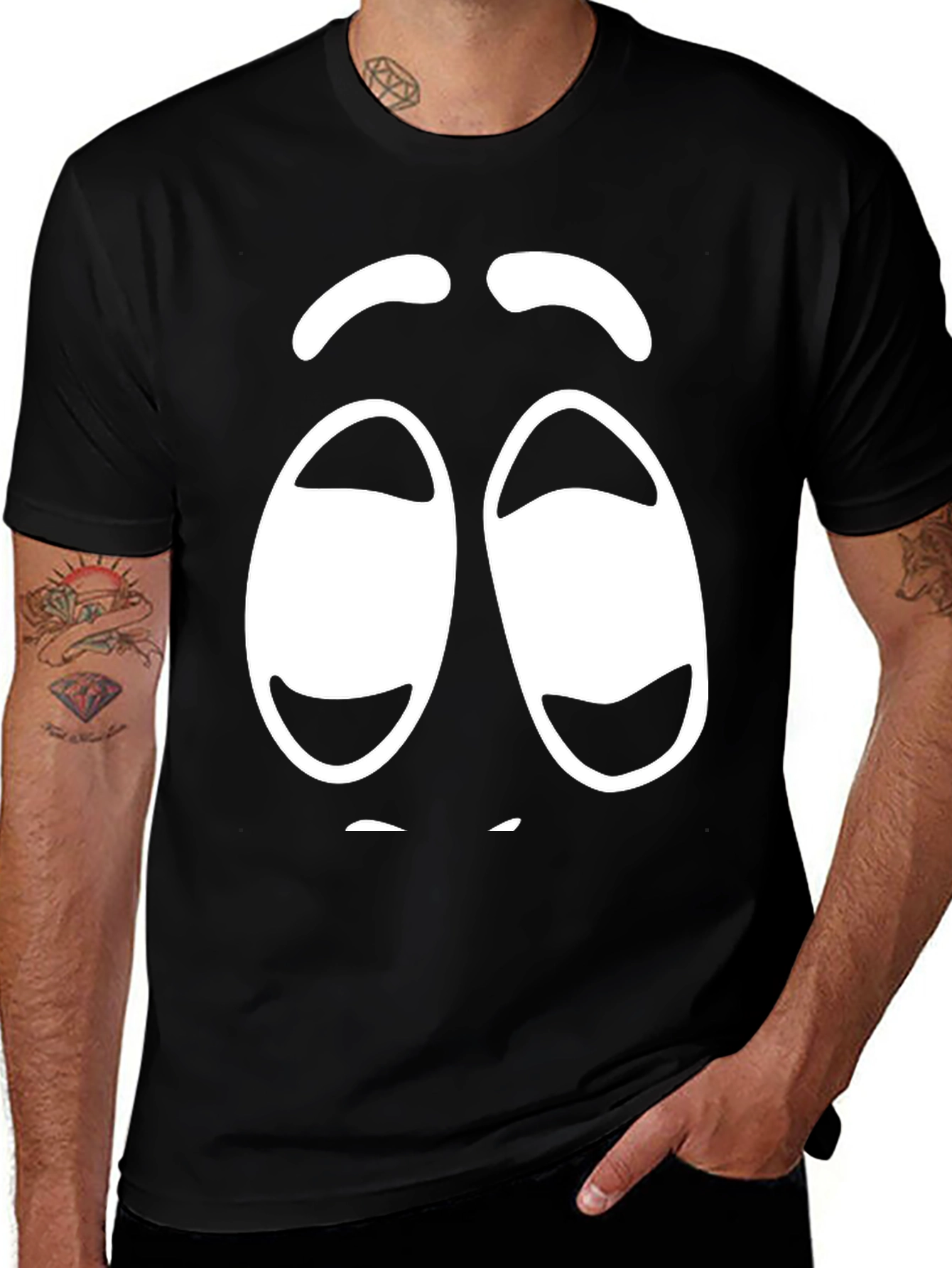 Black Funny Graphic Sleepy Face Black T-Shirt main image
