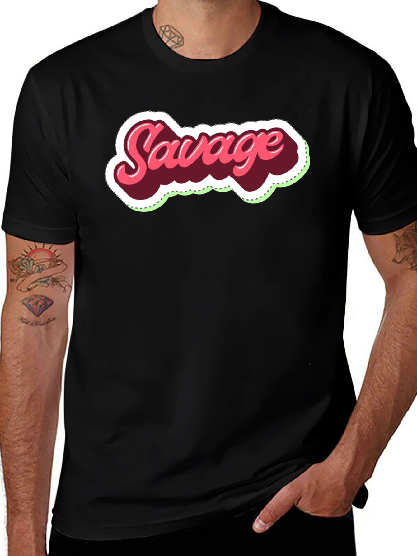 Variant 17 of Savage Graphic Print Black T-Shirt Casual Tee