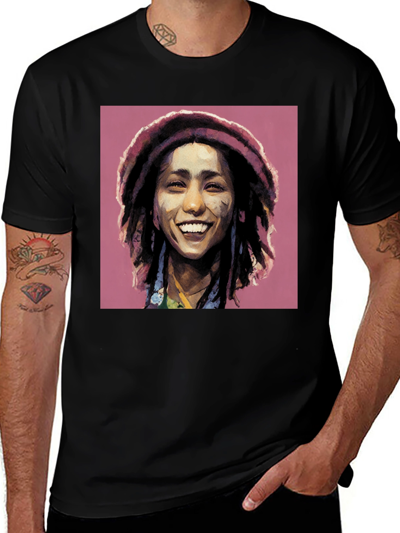 Variant 12 of Rasta Portrait Graphic Tee - Cool Casual Style