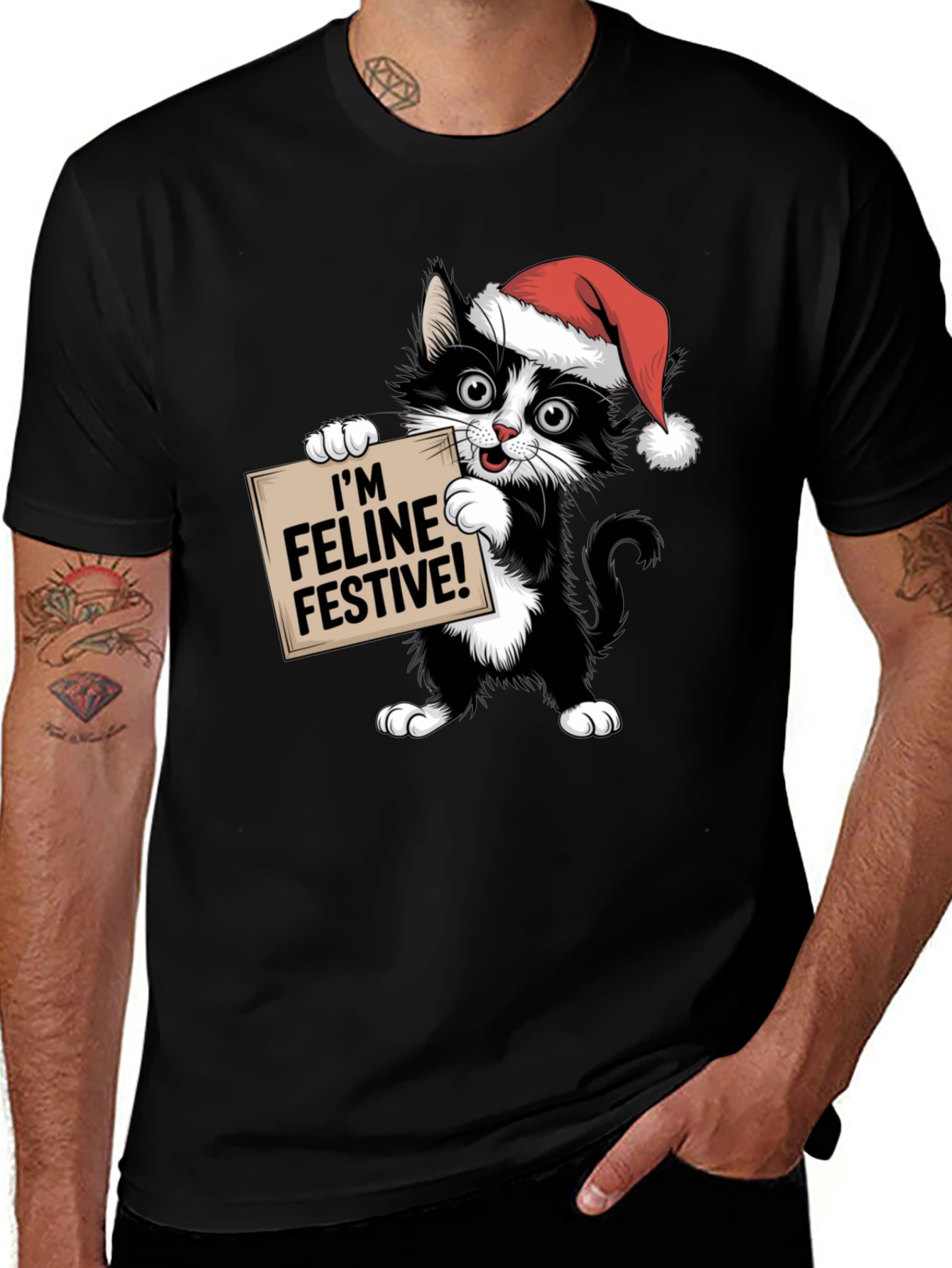 Variant 7 of Feline Festive Cat Christmas T-Shirt