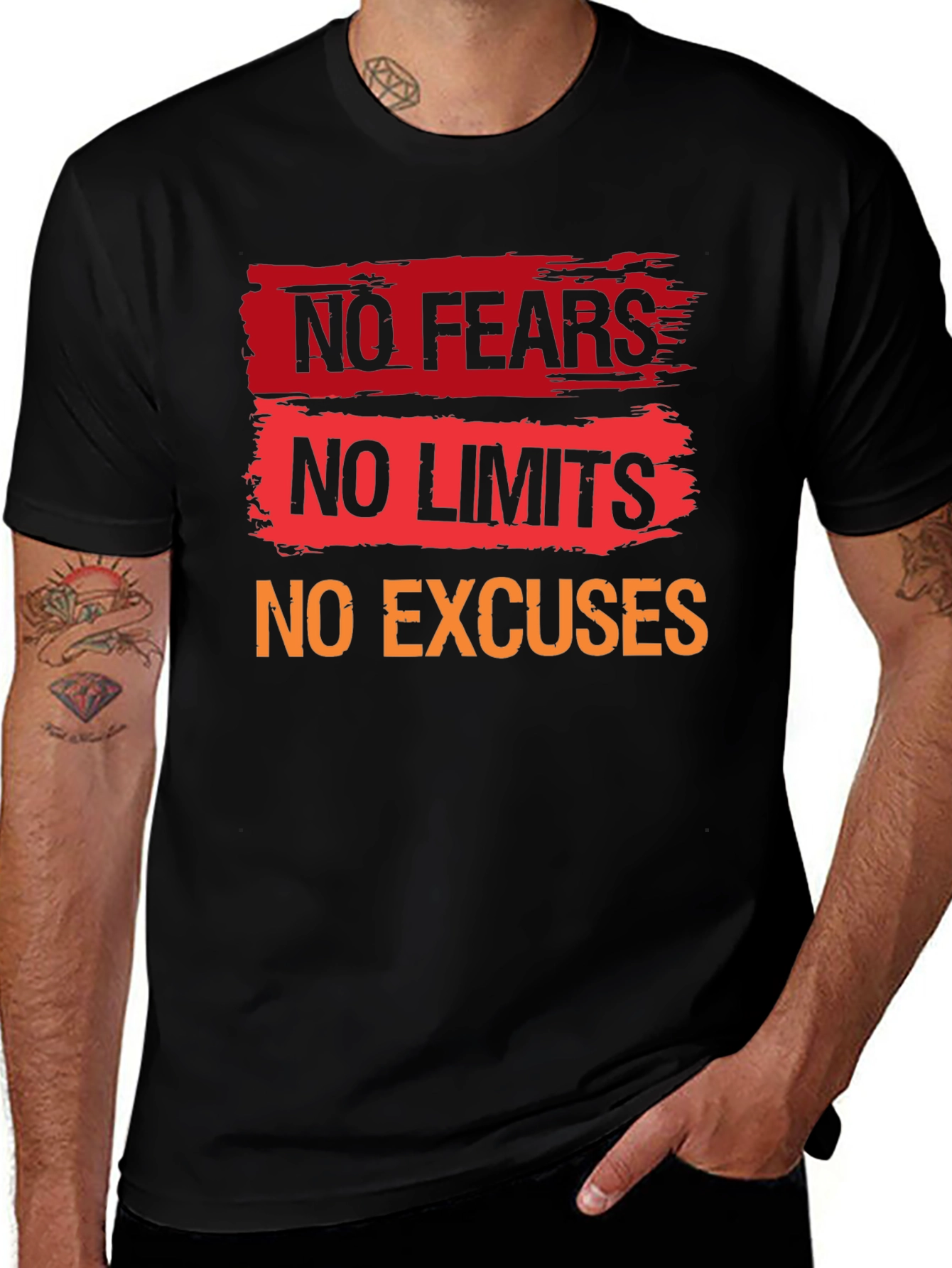 Variant 16 of Motivational Graphic Tee - No Fears, No Limits, No Excuses