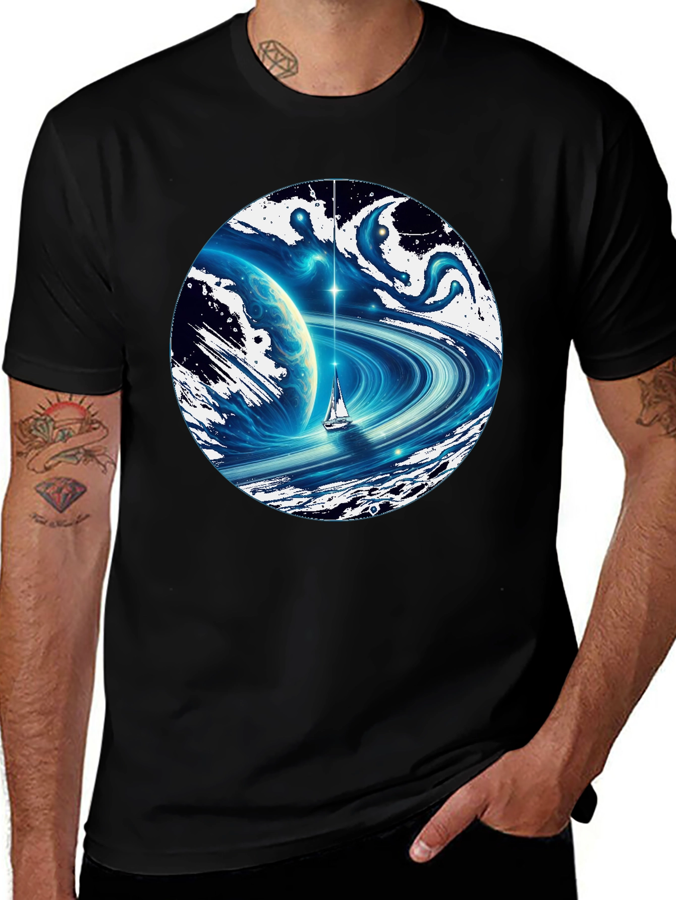 Variant 11 of Cosmic Sailboat Graphic T-Shirt