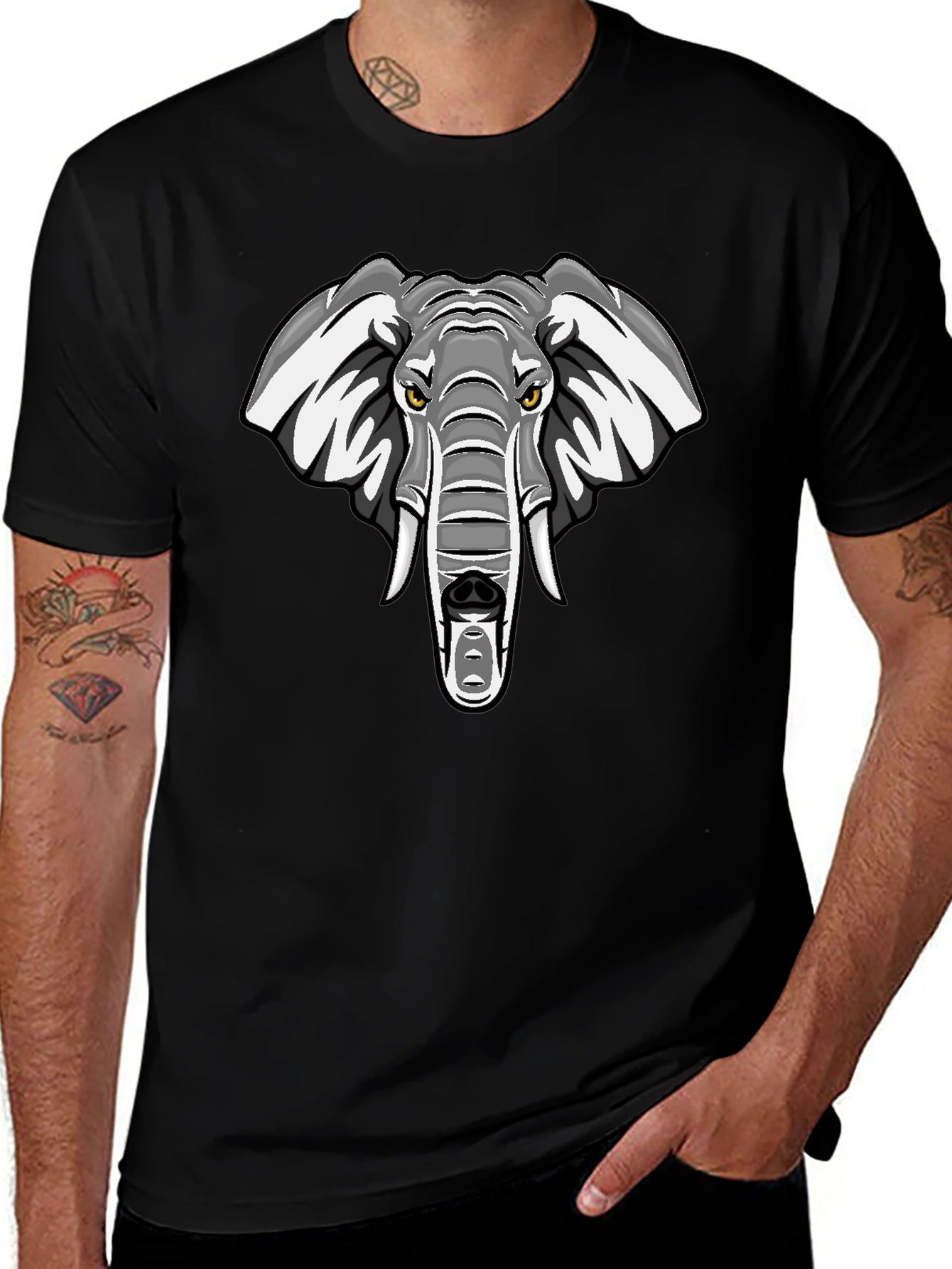 Variant 24 of Cool Elephant Graphic T-Shirt - Black