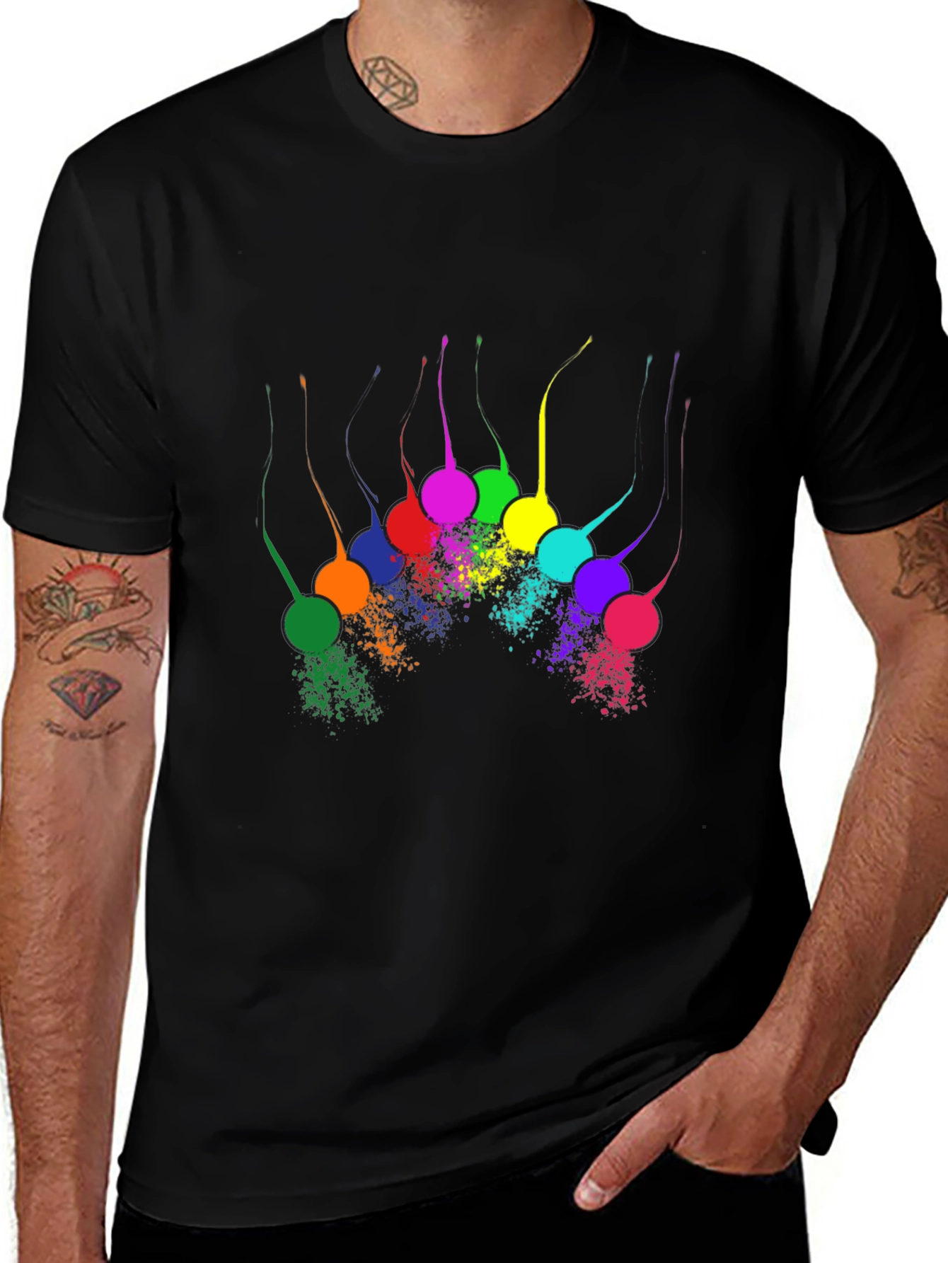 Variant 5 of Abstract Splatter Print Black T-Shirt