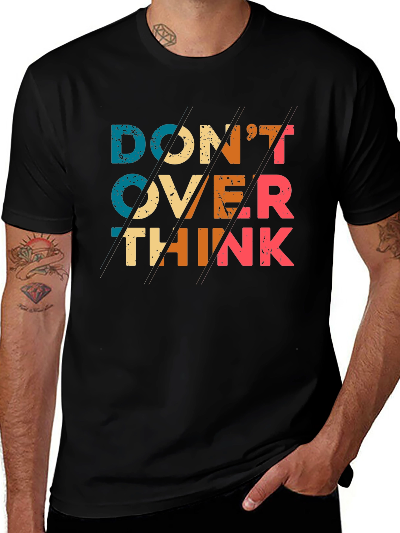 Variant 5 of Don't Overthink T-Shirt - Retro Graphic Tee