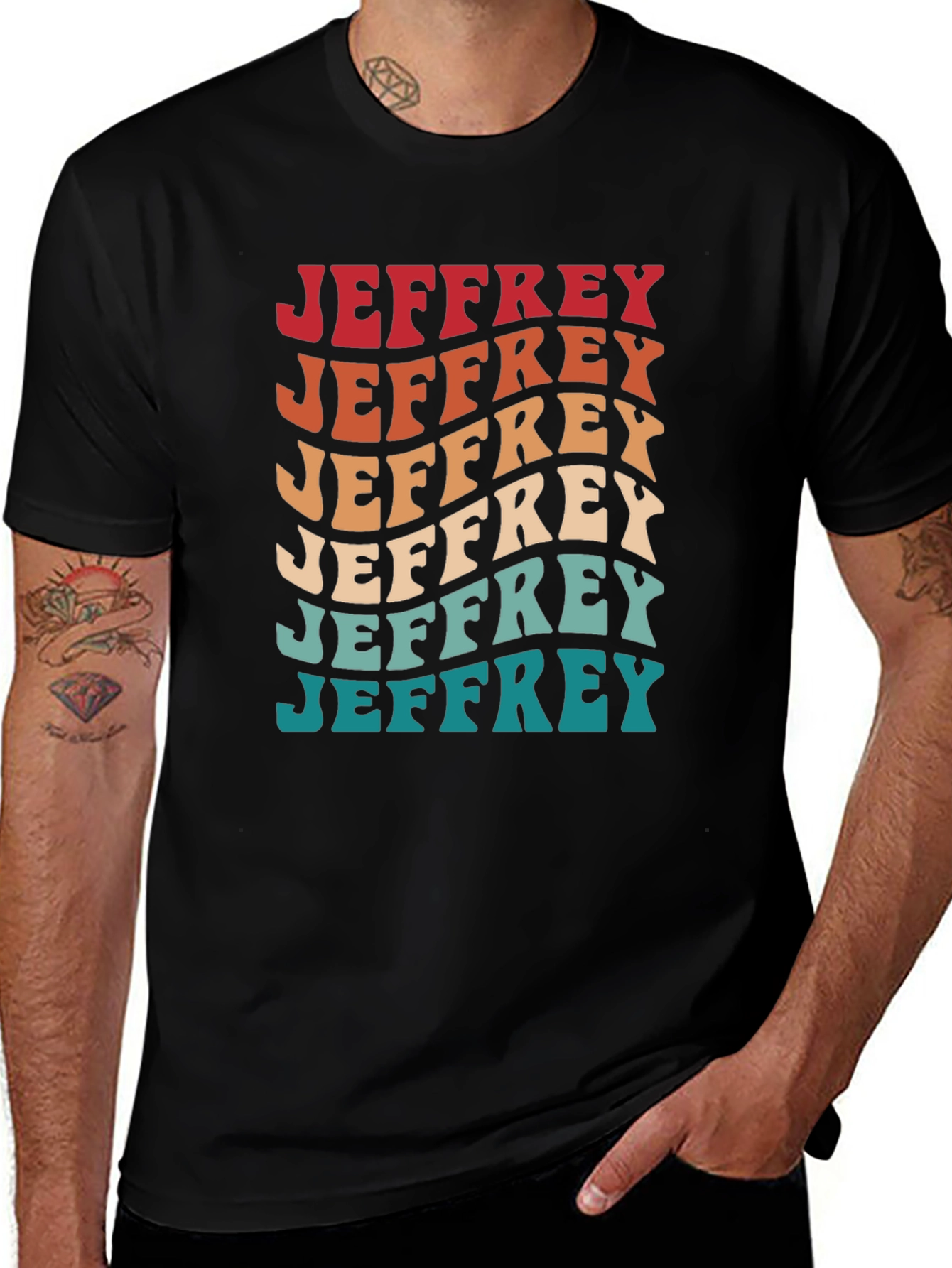 Variant 29 of Retro 'Jeffrey' Colorful Graphic T-Shirt