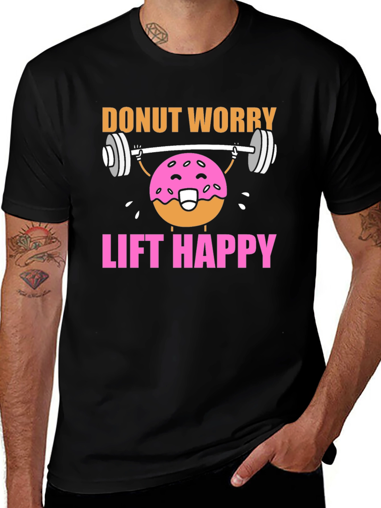 Black Donut Worry Lift Happy Graphic T-Shirt main image