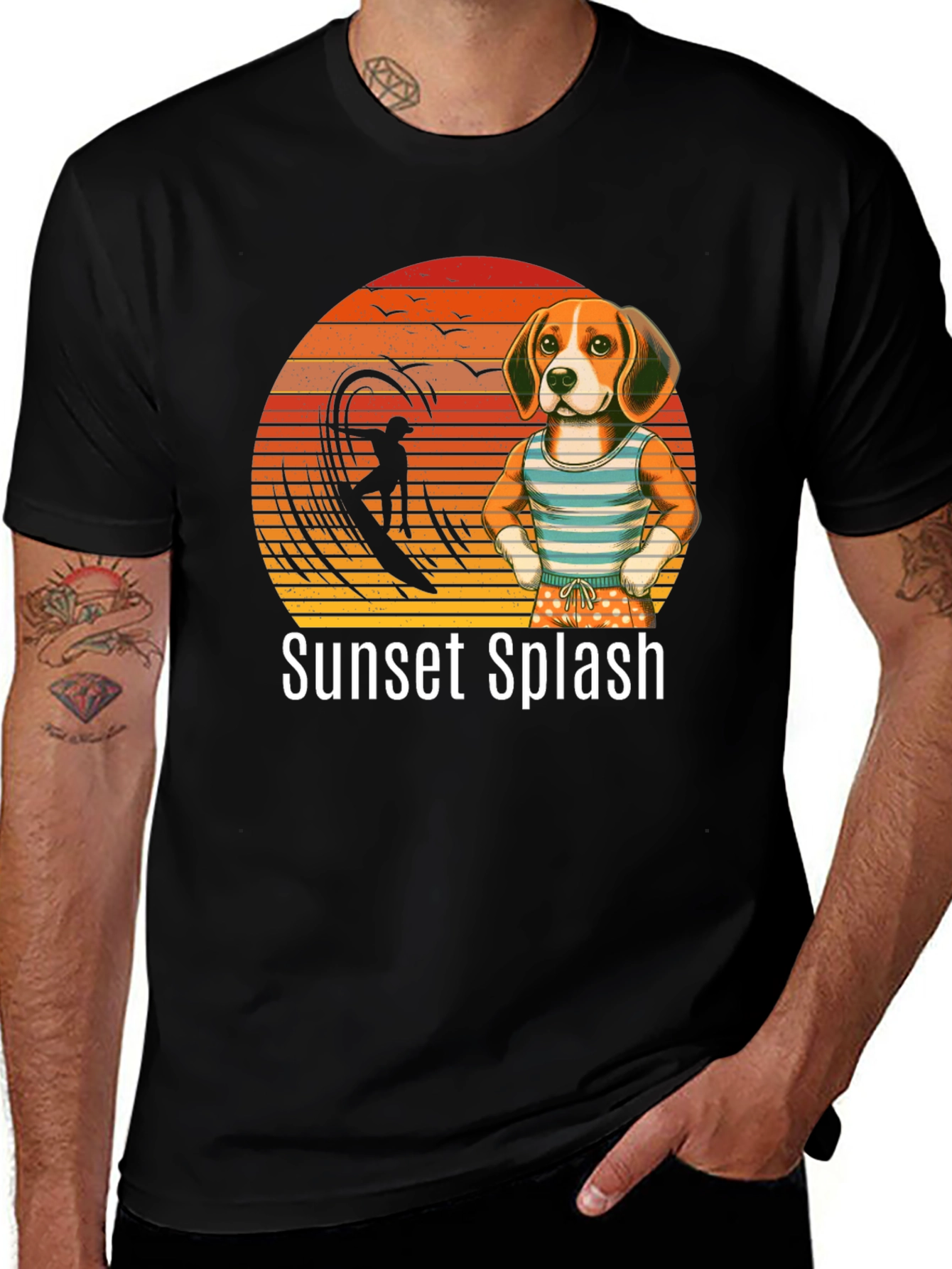 Variant 5 of Sunset Splash Beagle Graphic Tee