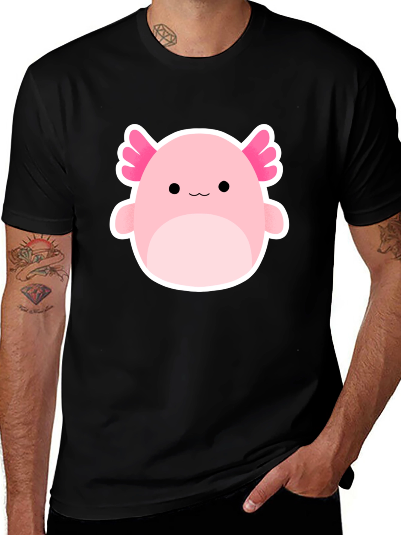 Variant 14 of Axolotl Squishmallow Graphic Tee - Black Cotton Blend