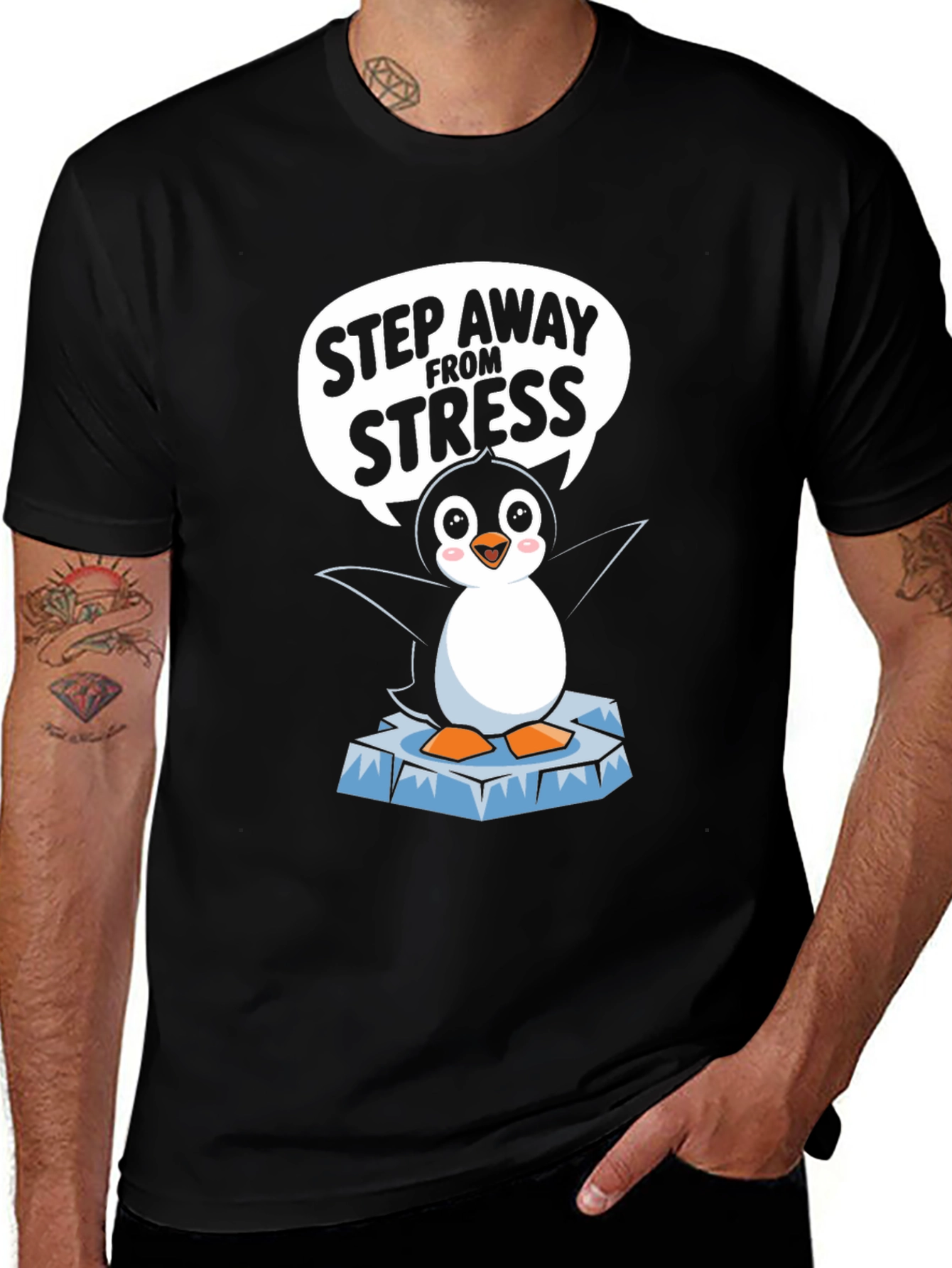 Variant 12 of Step Away From Stress Penguin T-Shirt