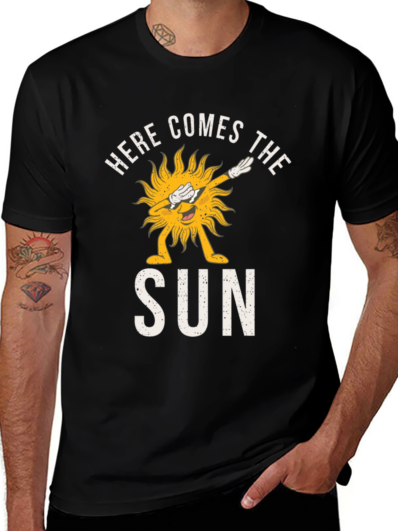 Here Comes the Sun Graphic Tee - Black Cotton Shirt