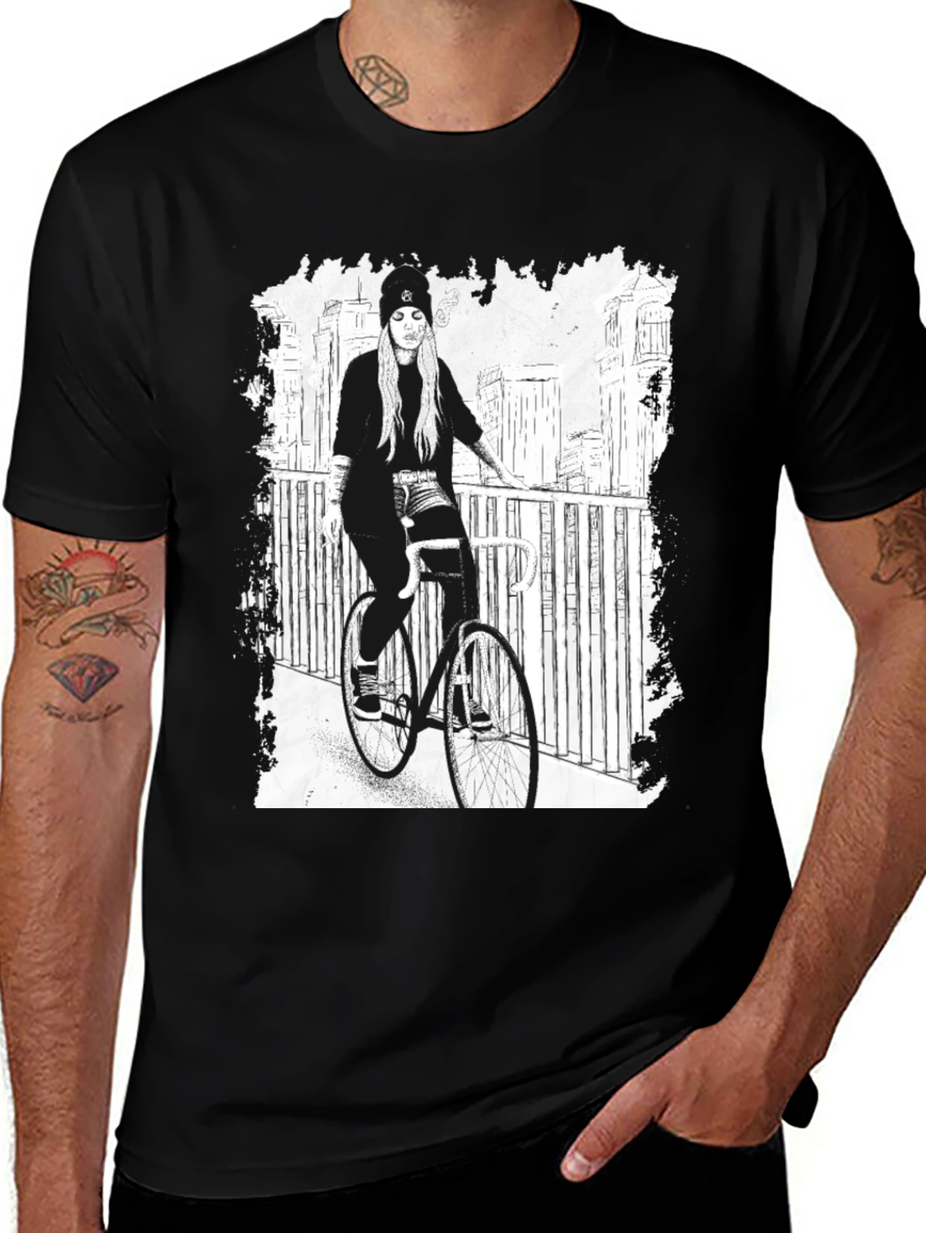 Variant 25 of Urban Cyclist Graphic Tee - Cool Black T-Shirt