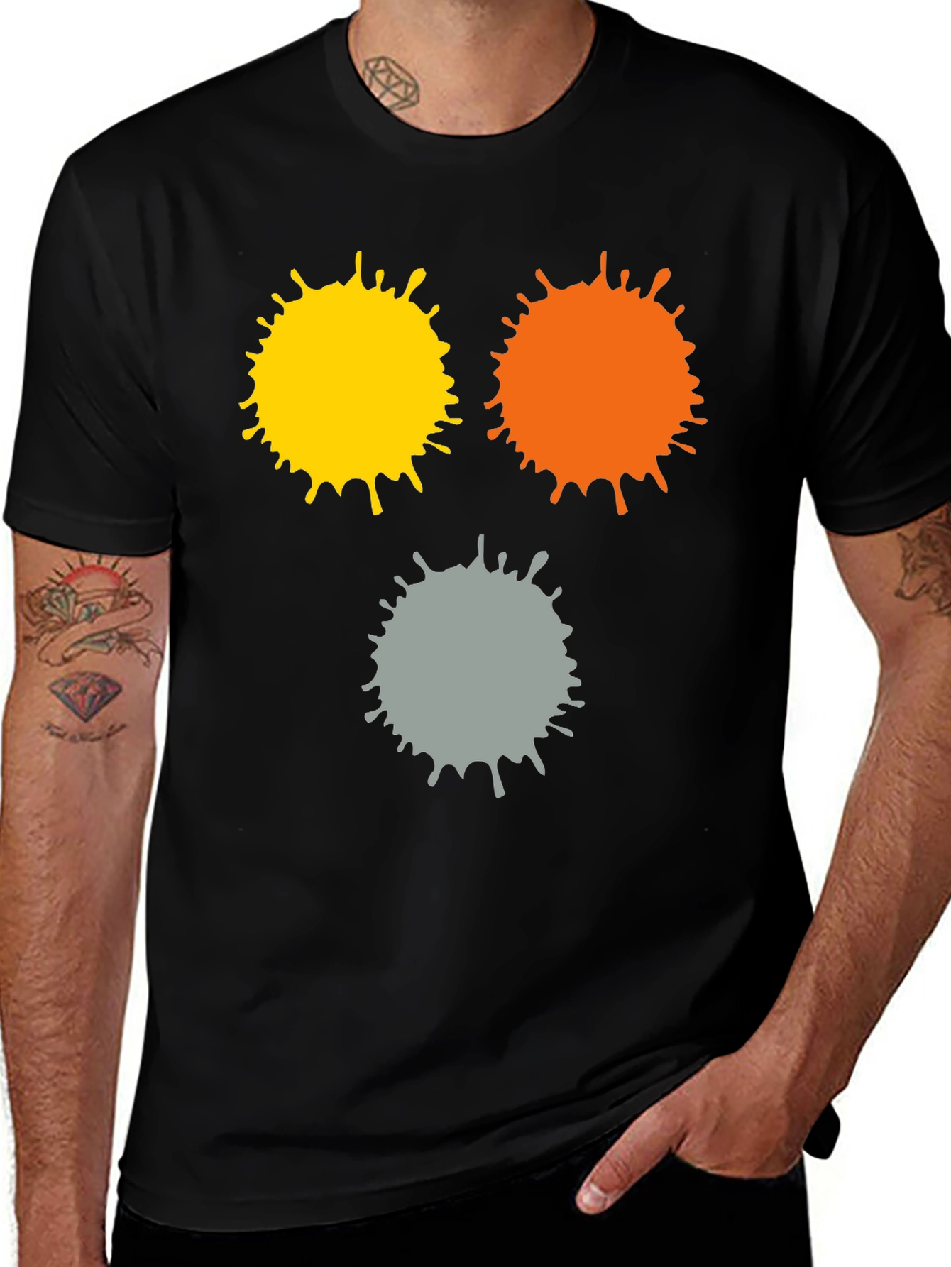 Variant 15 of Abstract Splatter Print Black T-Shirt