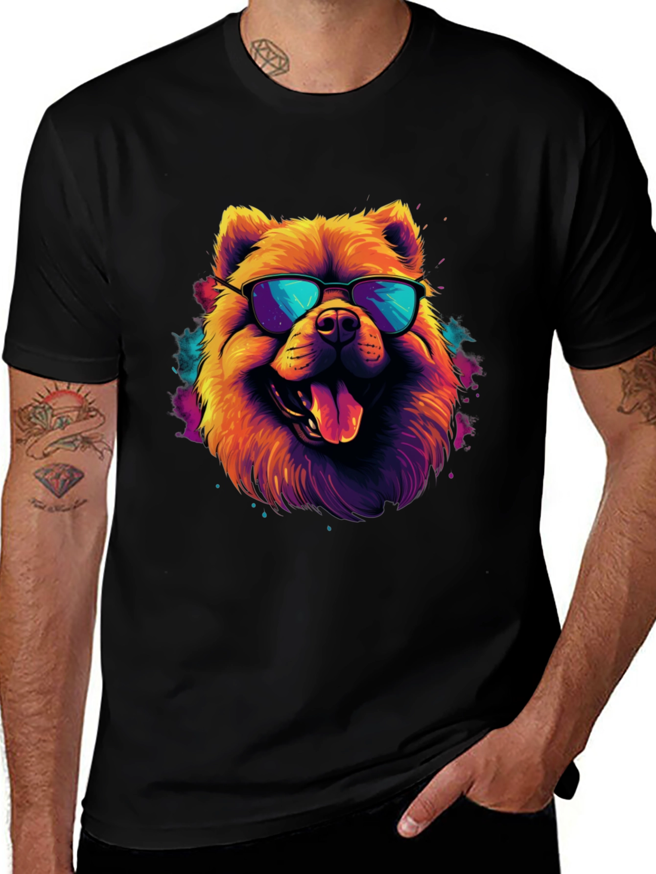 Black Cool Dog Graphic Tee - Funky Style main image