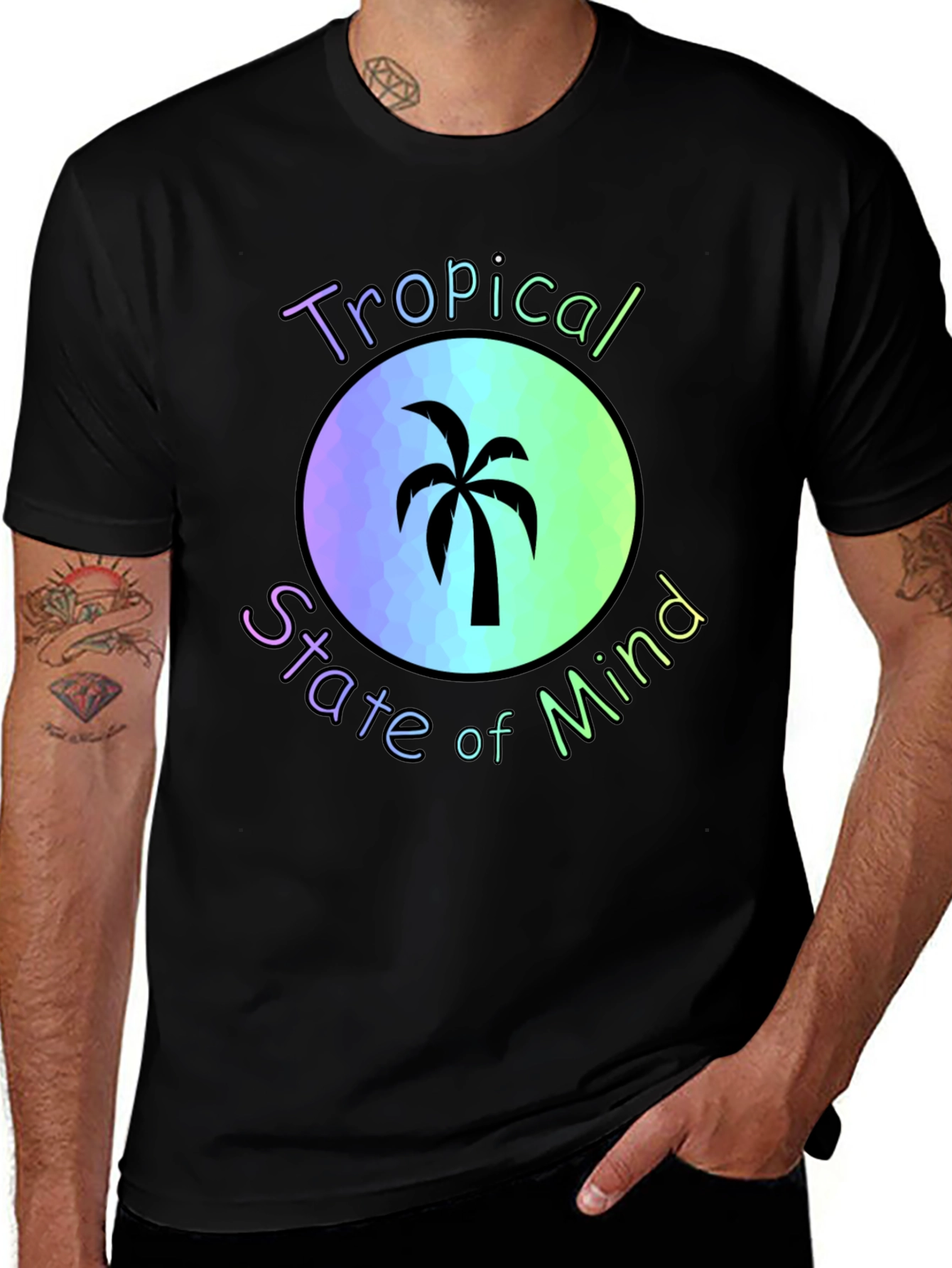 Variant 23 of Tropical State of Mind Black T-Shirt
